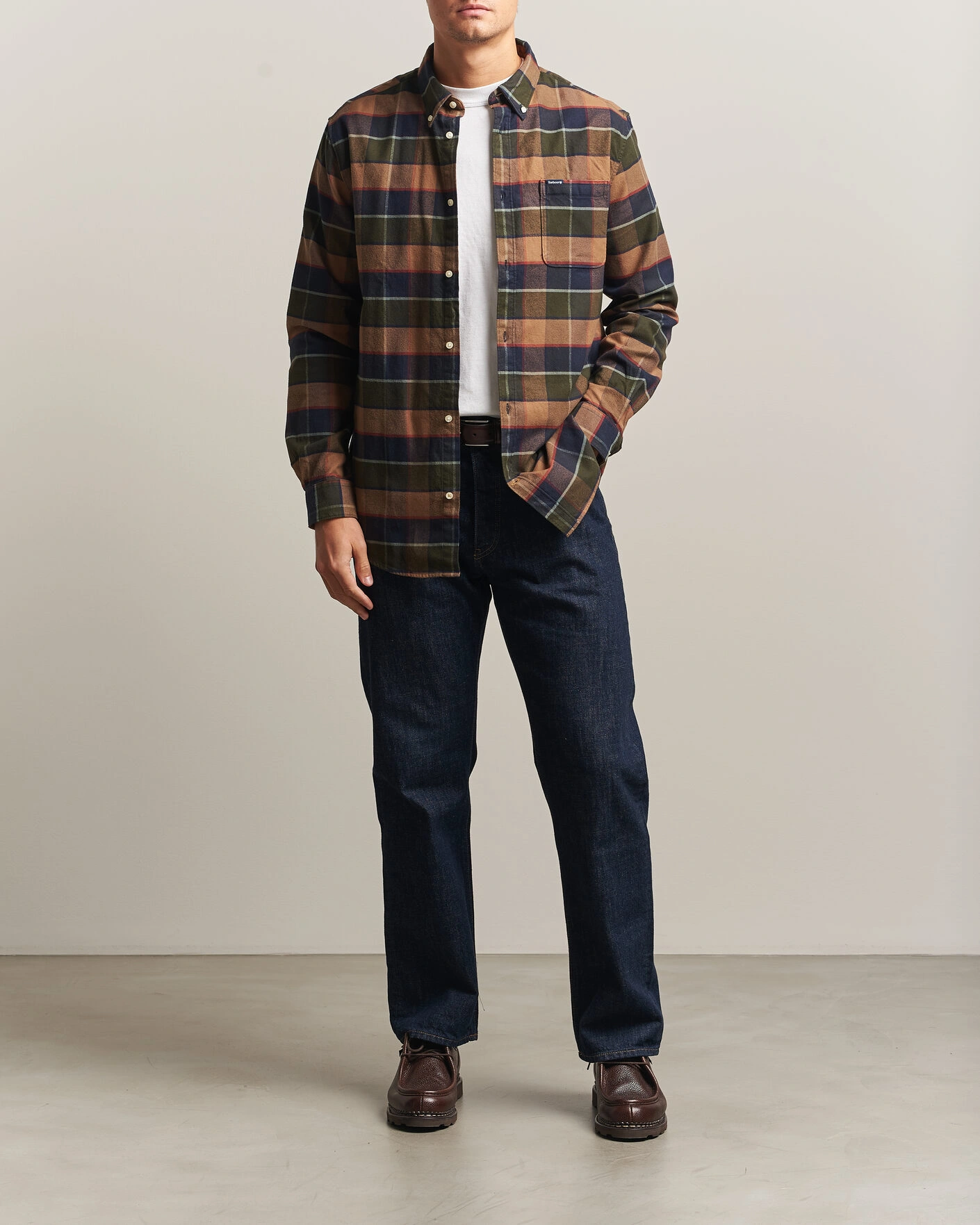Herr | Skjortor | Barbour Lifestyle | Valey Flannel Check Shirt Olive