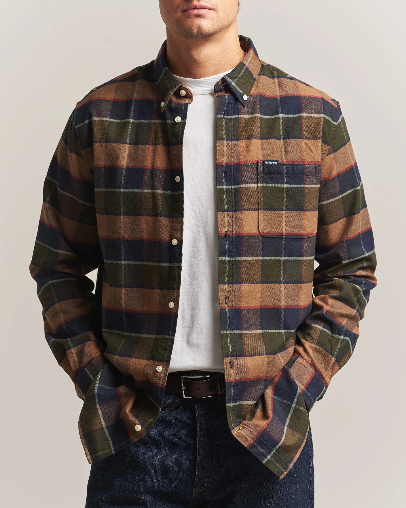Herr | Skjortor | Barbour Lifestyle | Valey Flannel Check Shirt Olive