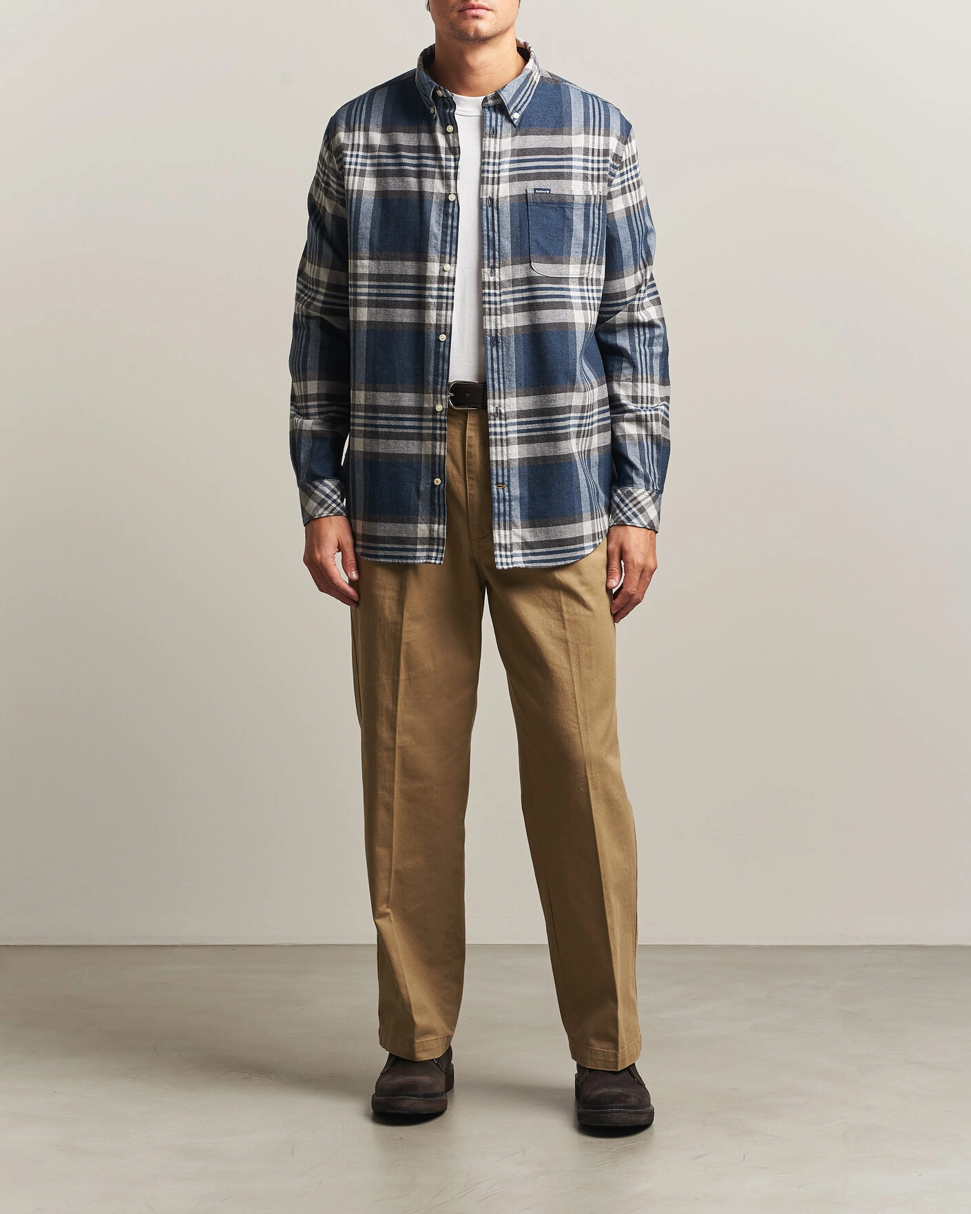 Herr | Skjortor | Barbour Lifestyle | Dove Dave Flannel Check Shirt Grey Marl