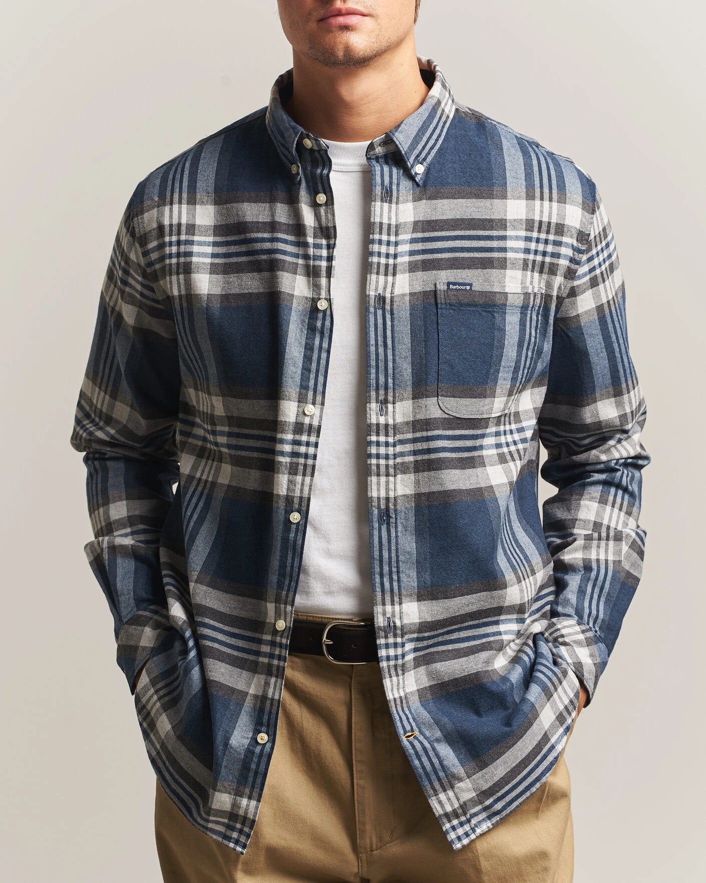 Herr | Skjortor | Barbour Lifestyle | Dove Dave Flannel Check Shirt Grey Marl
