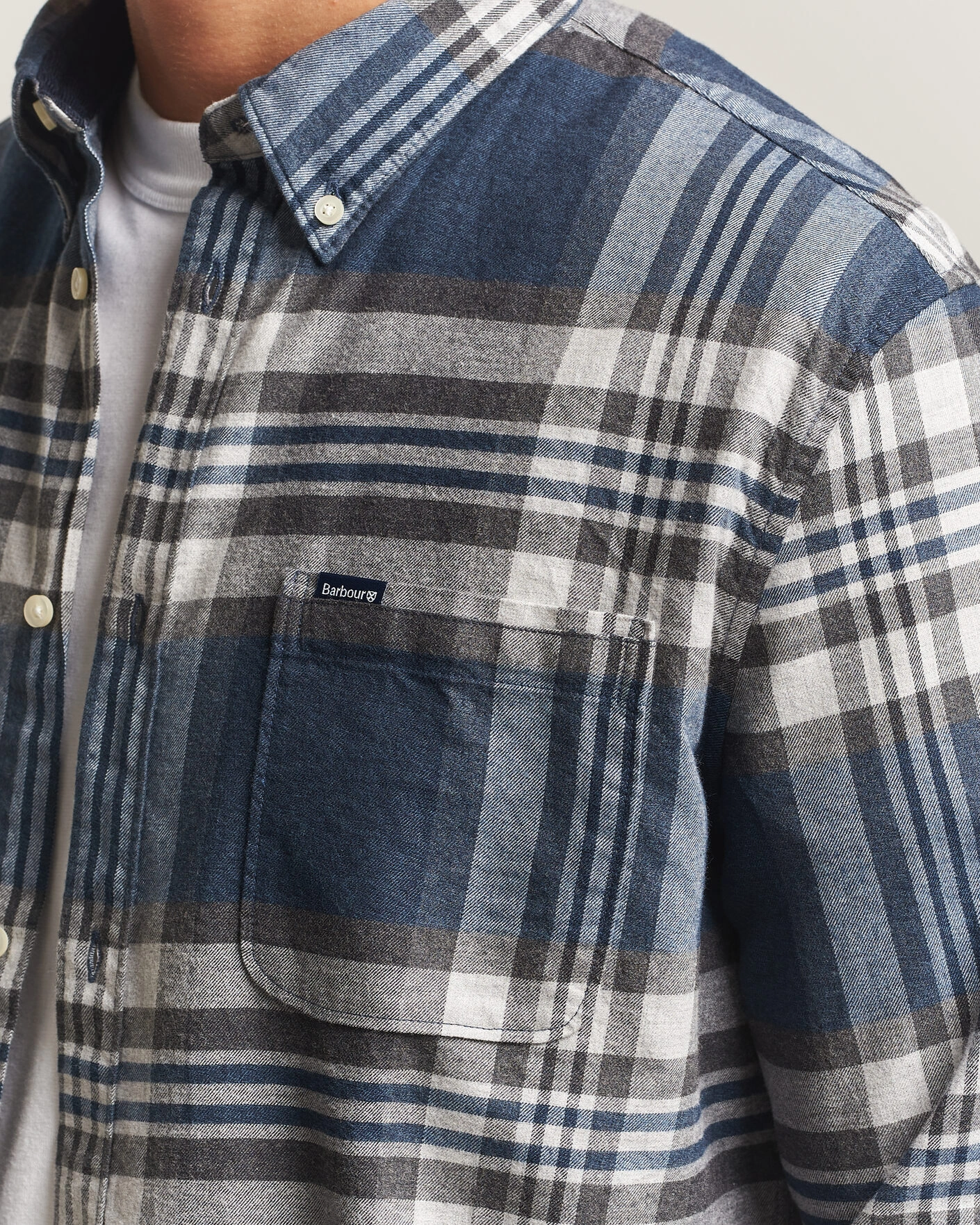 Herr | Skjortor | Barbour Lifestyle | Dove Dave Flannel Check Shirt Grey Marl