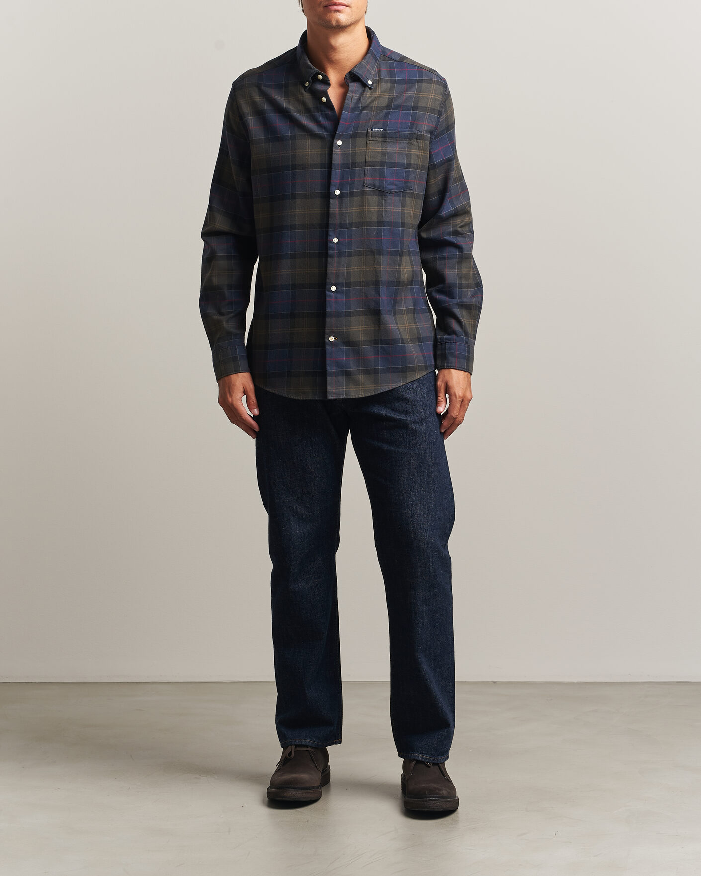 Herr | Skjortor | Barbour Lifestyle | Finkle Gingham Flannel Shirt Navy