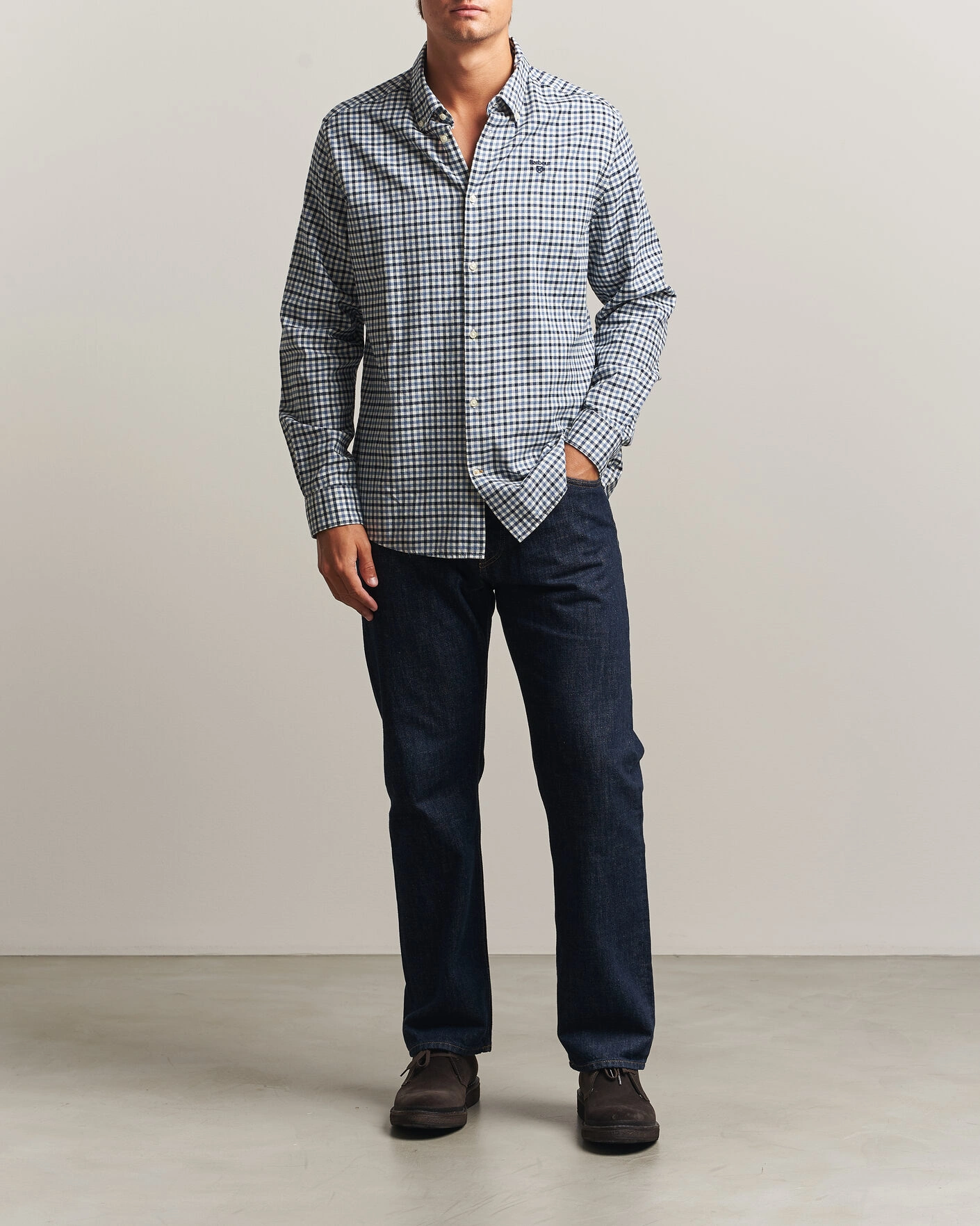 Herr | Skjortor | Barbour Lifestyle | Finkle Gingham Flannel Shirt Navy