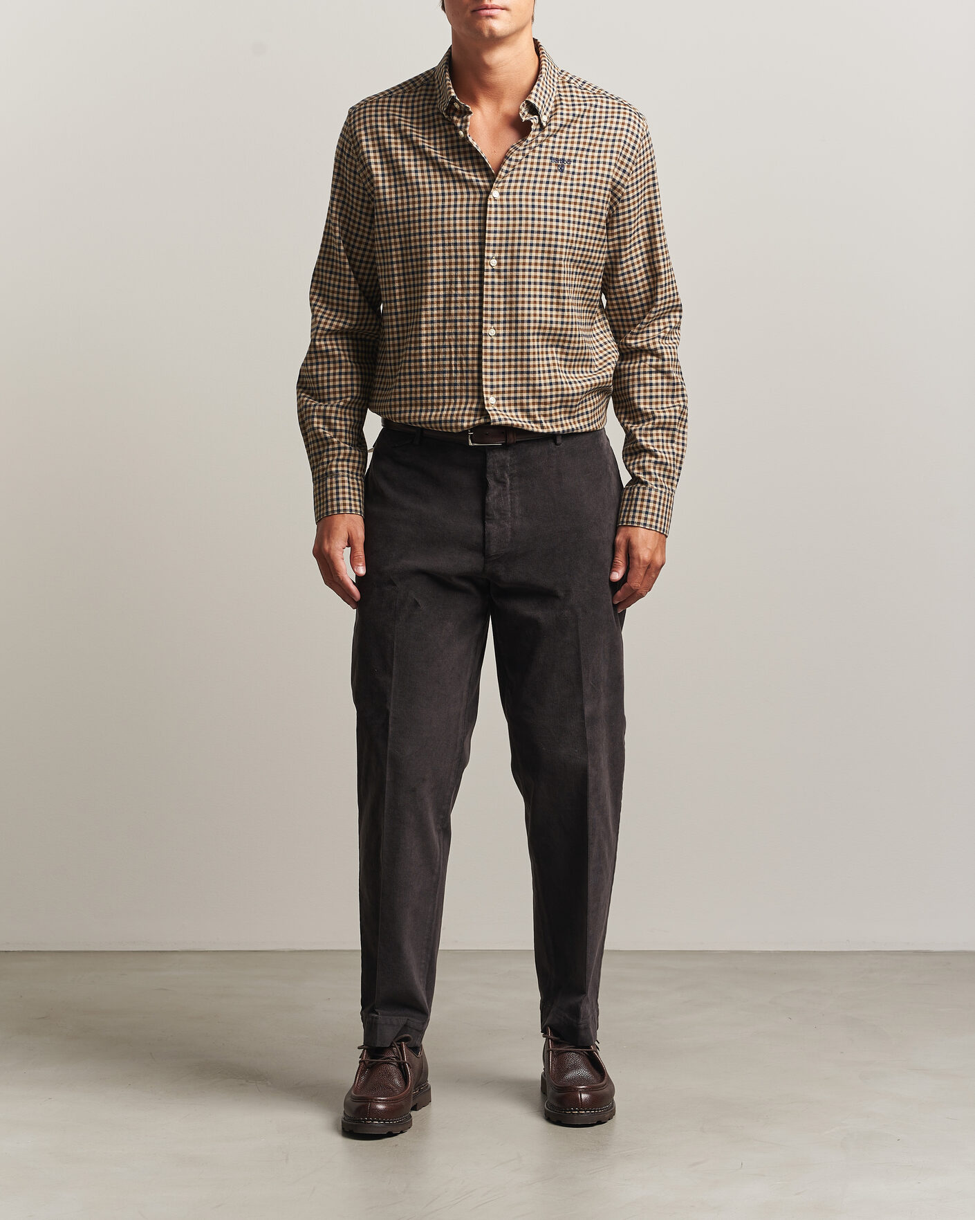 Herr | Skjortor | Barbour Lifestyle | Finkle Gingham Flannel Shirt Dark Sand