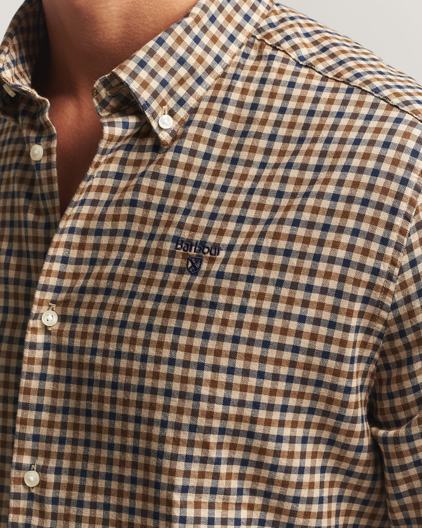 Herr | Skjortor | Barbour Lifestyle | Finkle Gingham Flannel Shirt Dark Sand