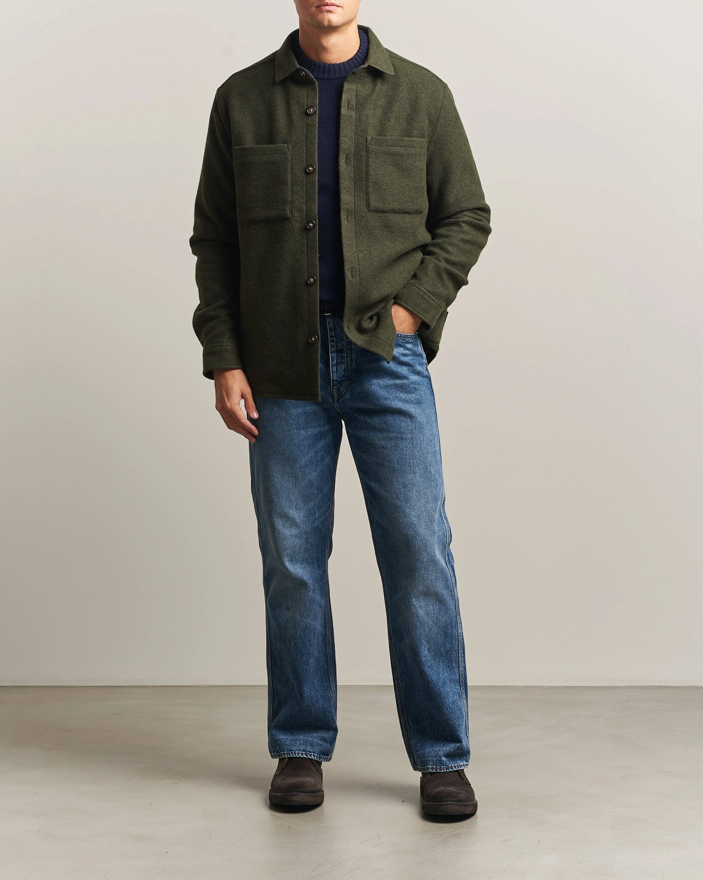 Herr | Skjortor | Barbour Lifestyle | Marltown Tailored Wool Blend Overshirt Sage