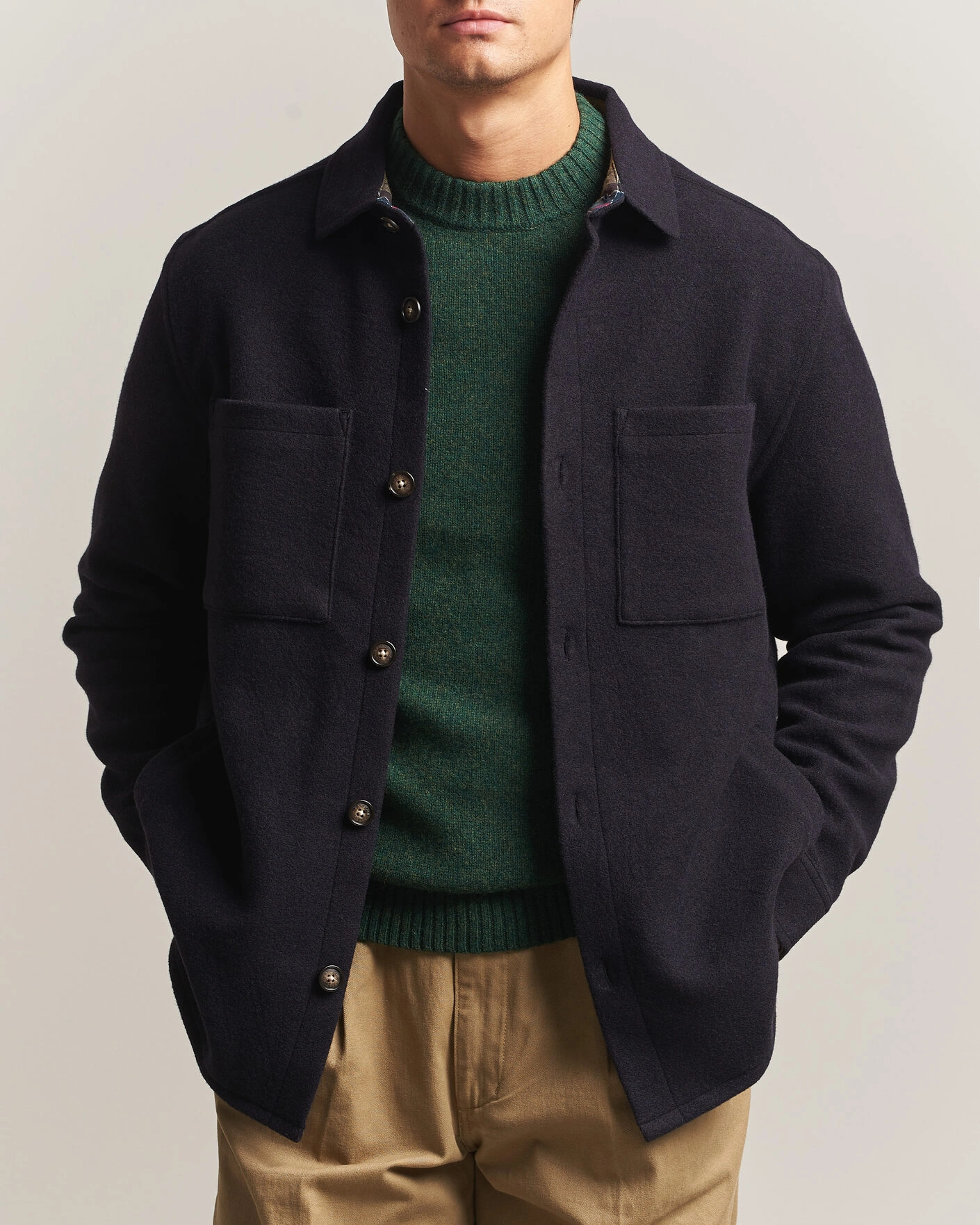 Herr | Skjortor | Barbour Lifestyle | Marltown Tailored Wool Blend Overshirt Navy