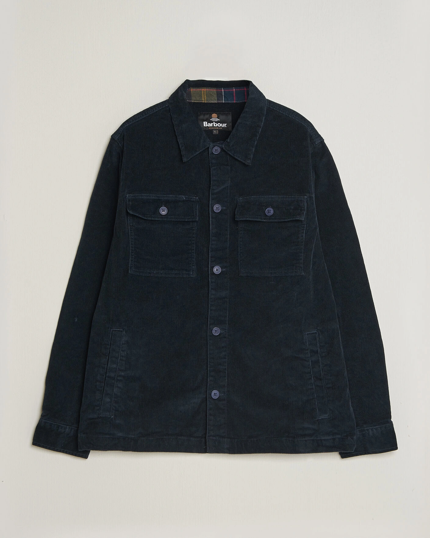 Herr | Skjortor | Barbour Lifestyle | Tartan Trimed Cord Overshirt Navy