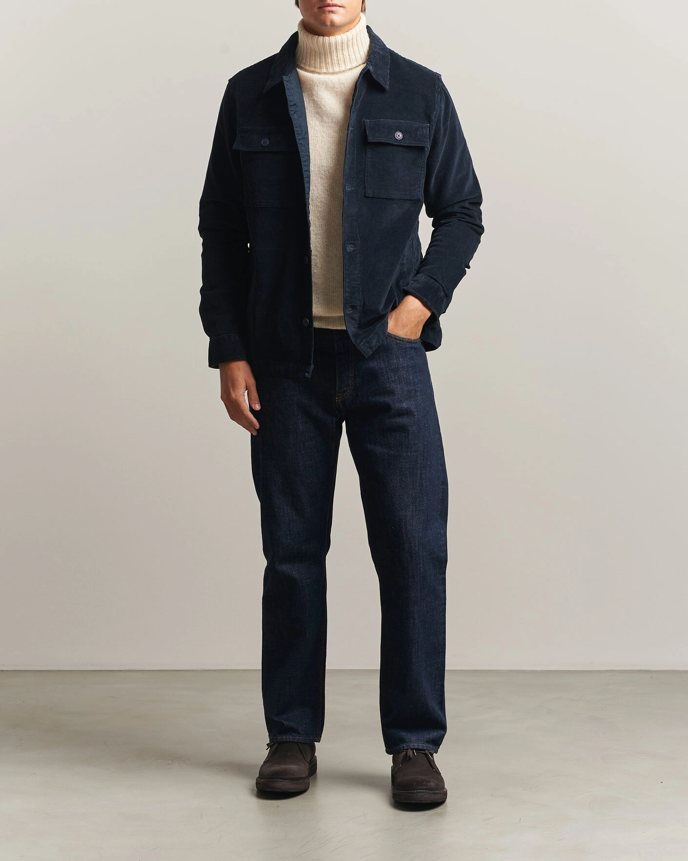 Herr | Skjortor | Barbour Lifestyle | Tartan Trimed Cord Overshirt Navy