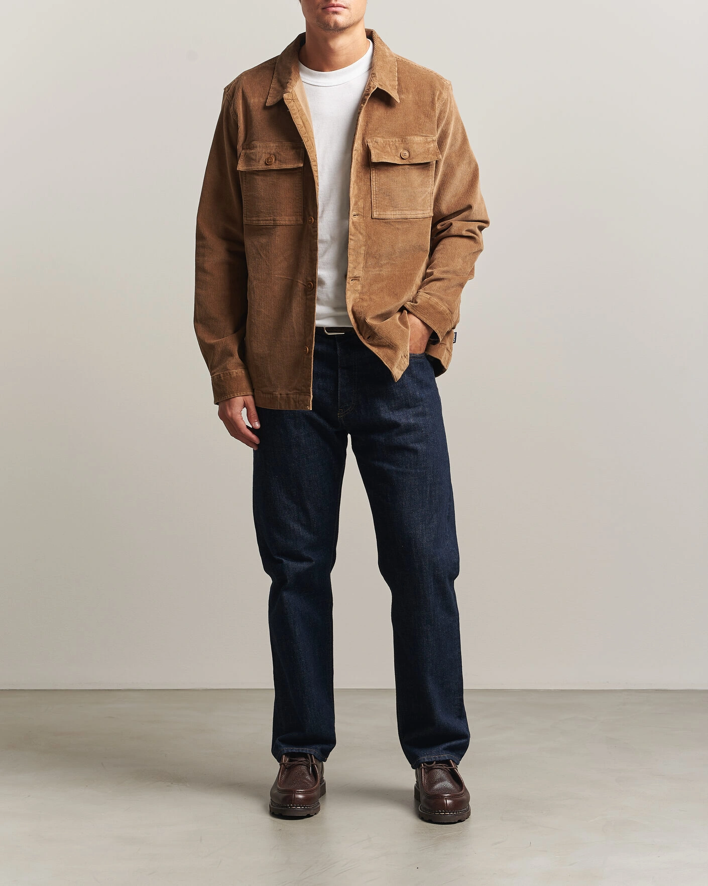 Herr | Skjortor | Barbour Lifestyle | Tartan Trimed Cord Overshirt Sandstone