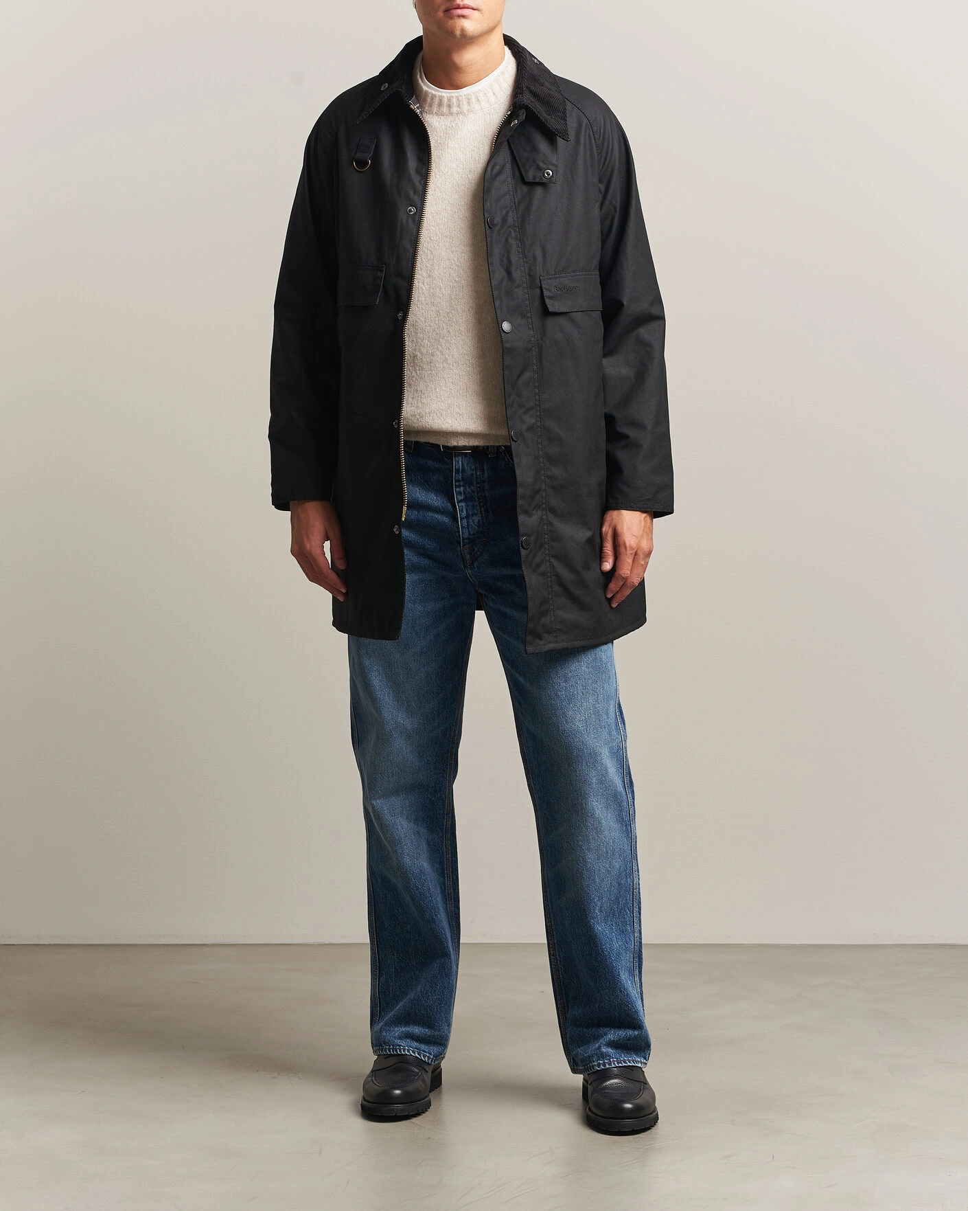 Herr | Jackor | Barbour Heritage | Long Spey Wax Jacket Black