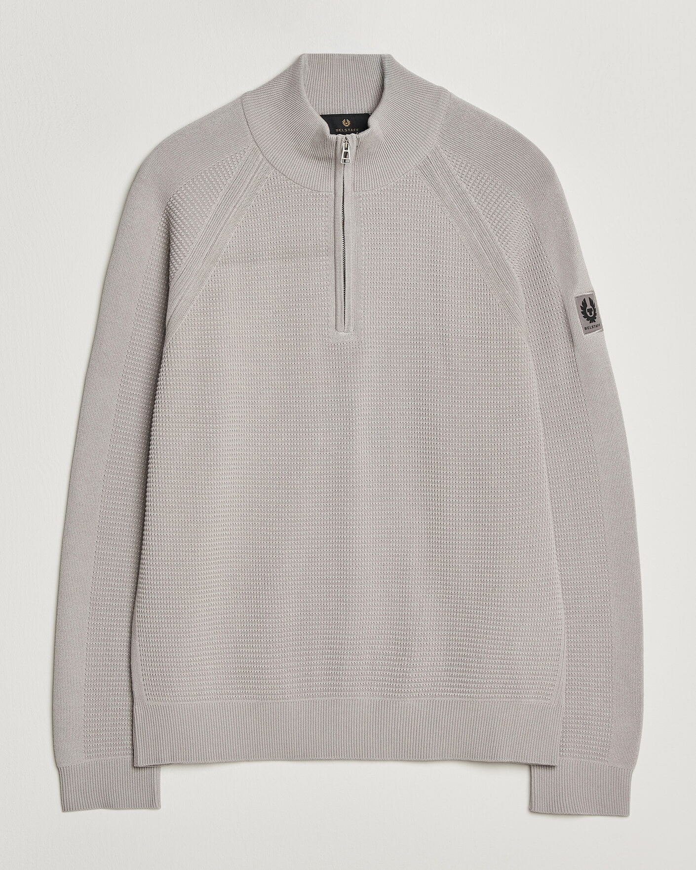 Herr | Tröjor | Belstaff | Bradwell Cotton Knitted Quarter Zip Concrete