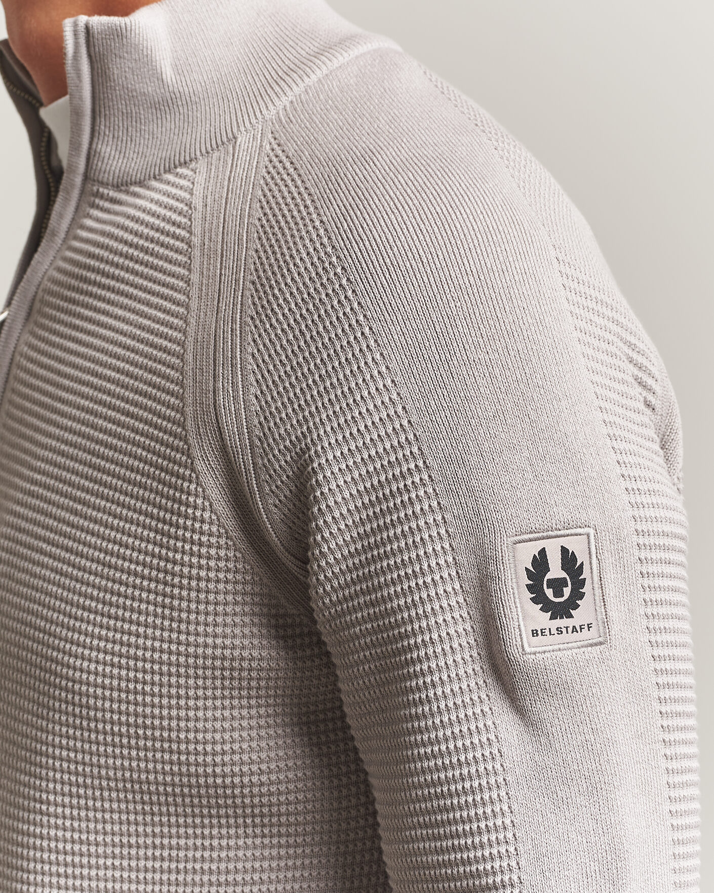 Herr | Tröjor | Belstaff | Bradwell Cotton Knitted Quarter Zip Concrete