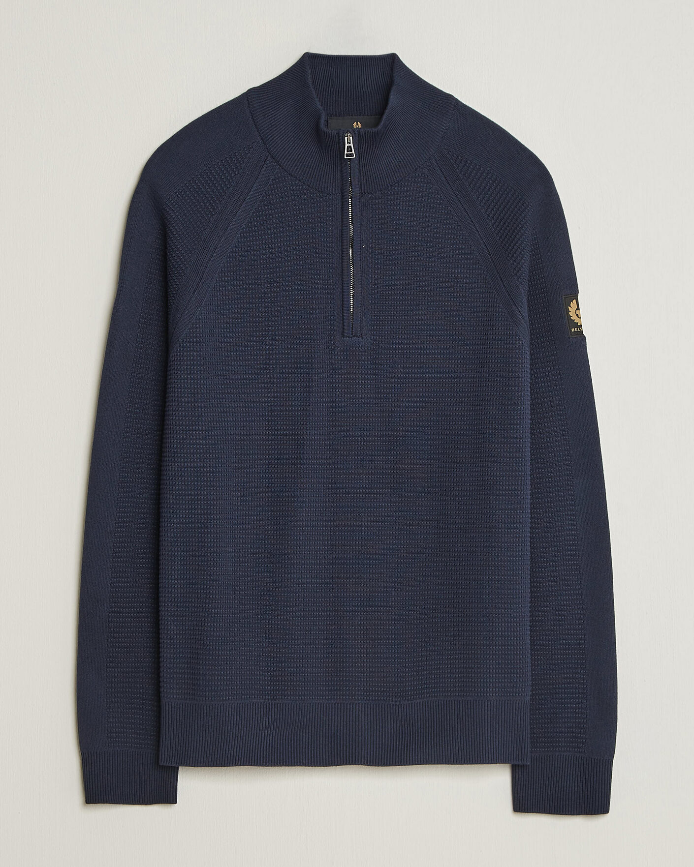 Herr | Tröjor | Belstaff | Bradwell Cotton Knitted Quarter Zip Dark Ink