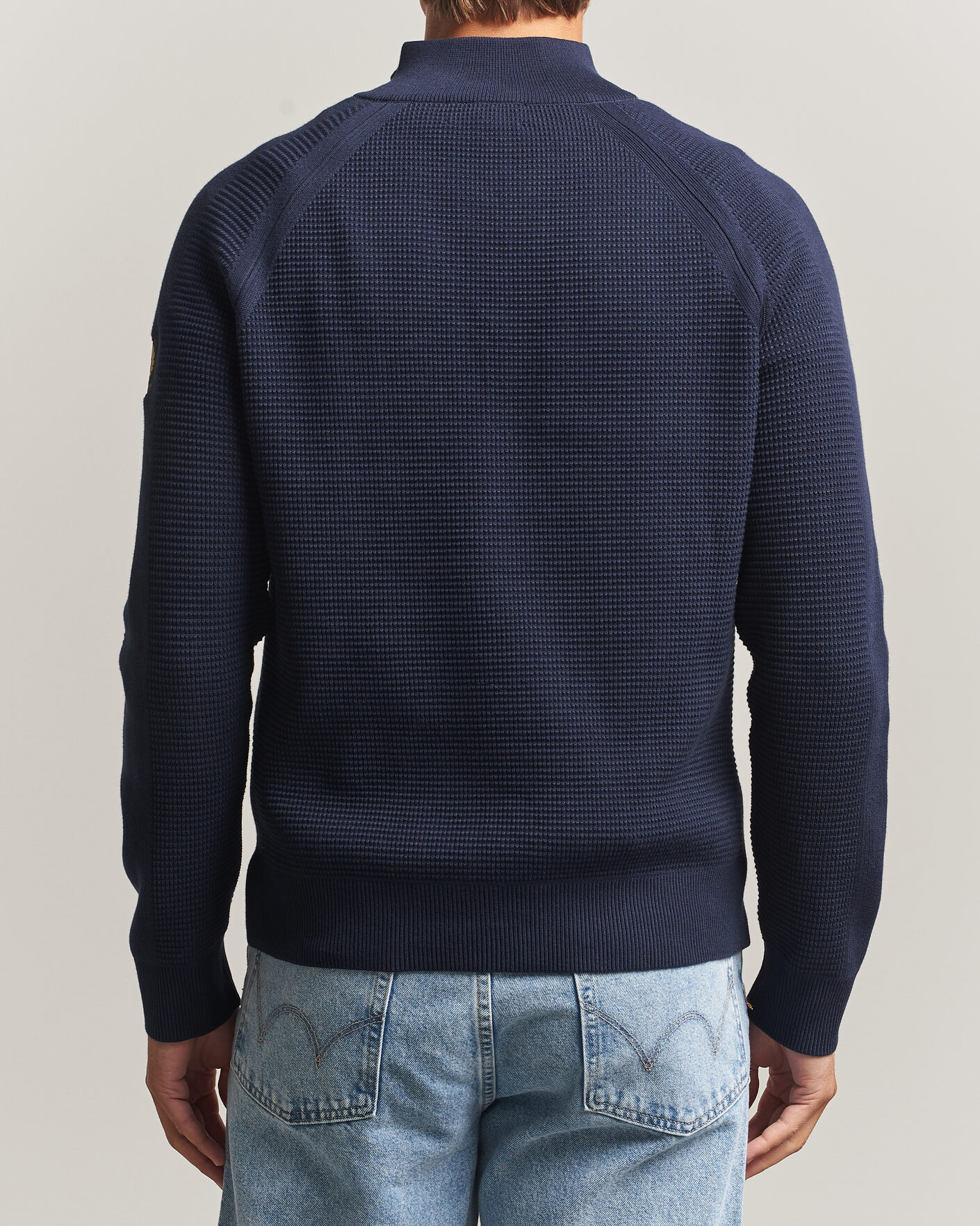 Herr | Tröjor | Belstaff | Bradwell Cotton Knitted Quarter Zip Dark Ink