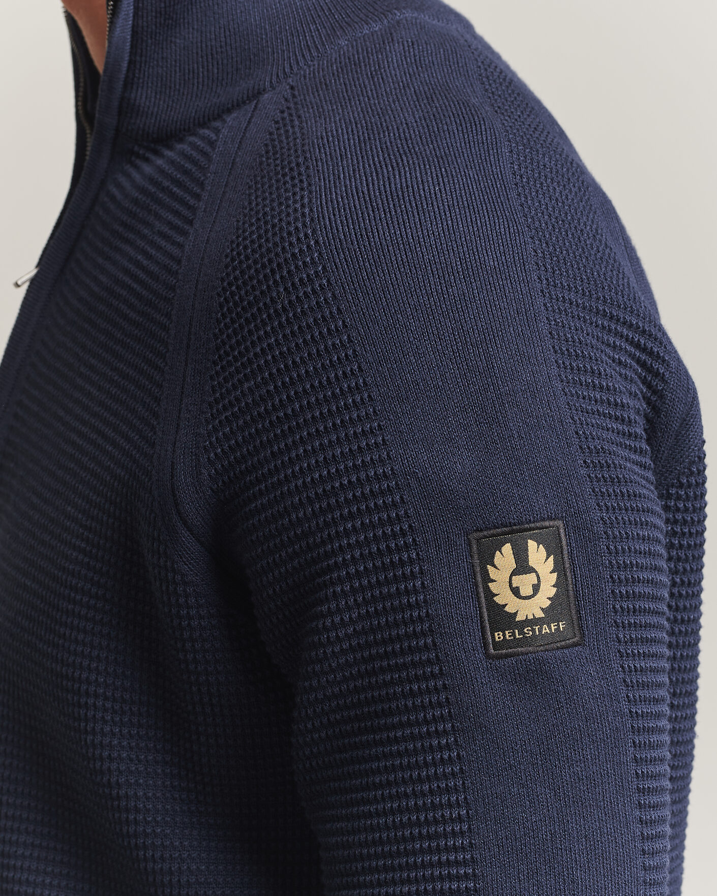 Herr | Tröjor | Belstaff | Bradwell Cotton Knitted Quarter Zip Dark Ink