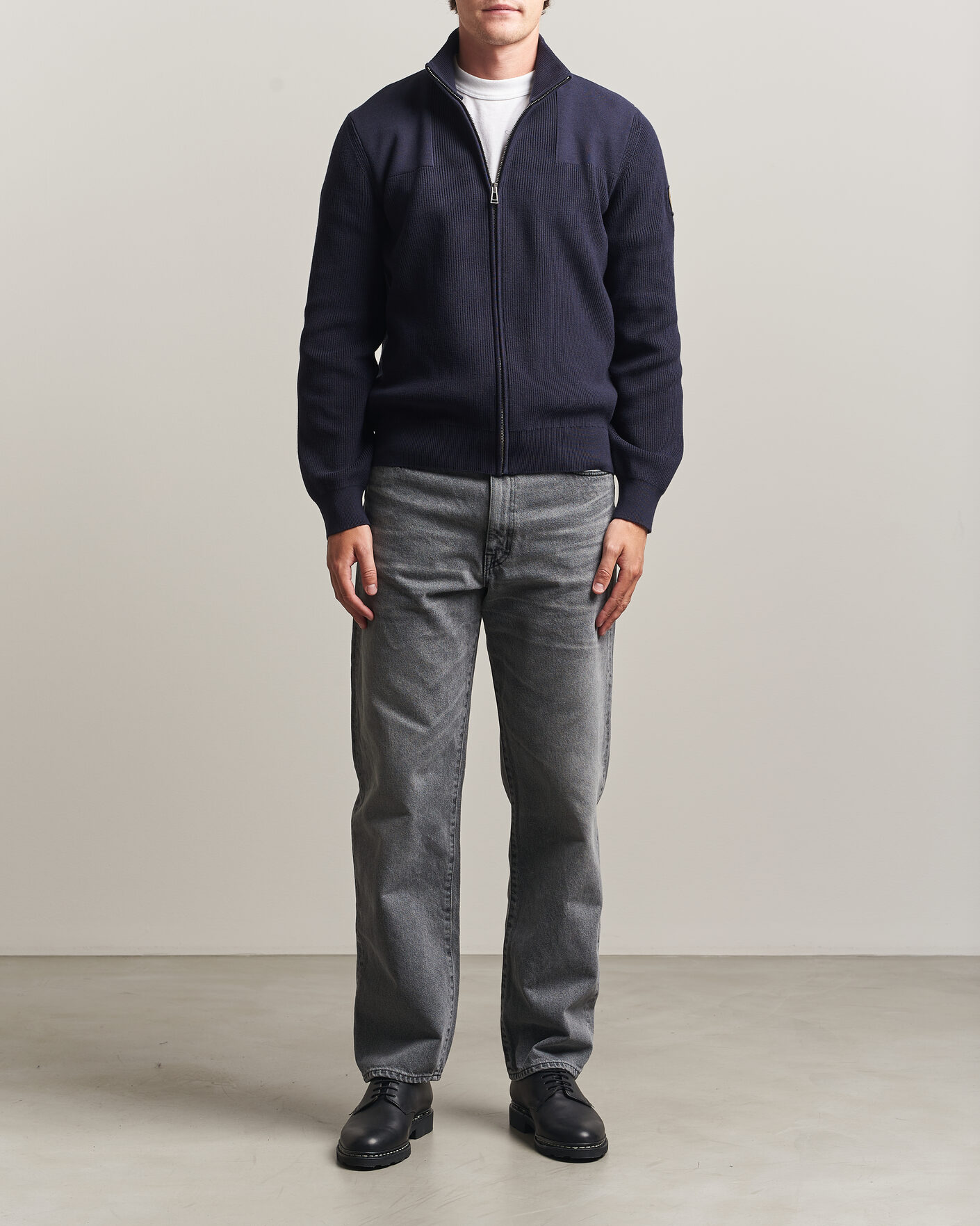 Herr | Tröjor | Belstaff | Commander Knitted Full Zip Dark Ink