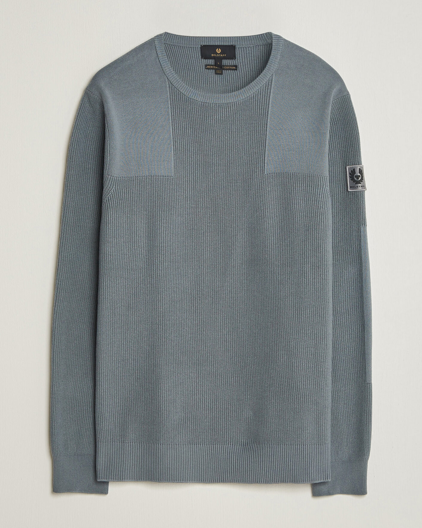 Herr | Tröjor | Belstaff | Commander Knitted Crew Neck Atlantic Grey