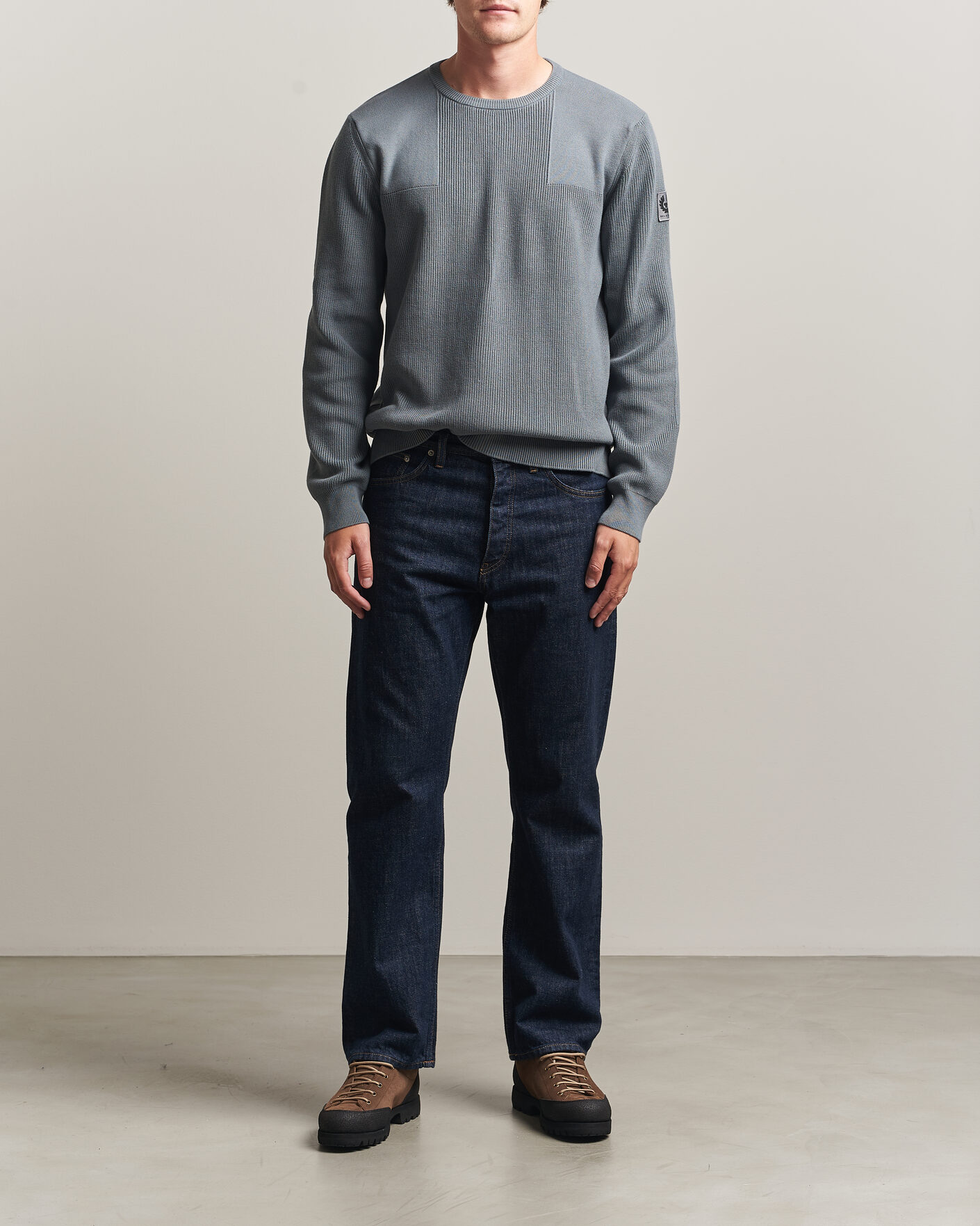 Herr | Tröjor | Belstaff | Commander Knitted Crew Neck Atlantic Grey