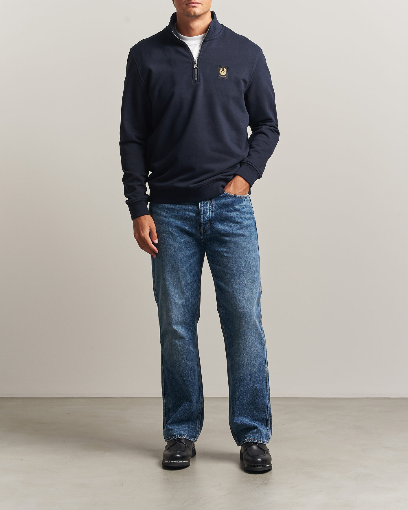 Herr | Tröjor | Belstaff | Signature Half Zip Sweatshirt Dark Ink