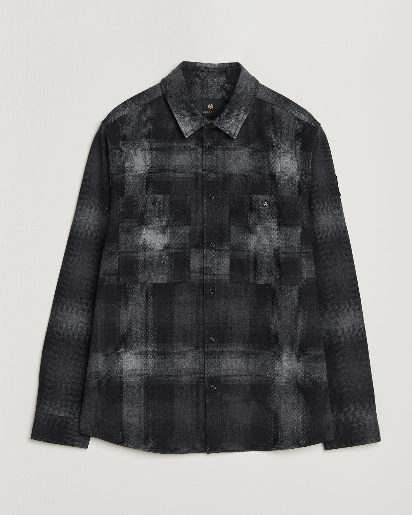 Herr | Skjortor | Belstaff | Outpost Cotton Flannel Checked Overshirt Black
