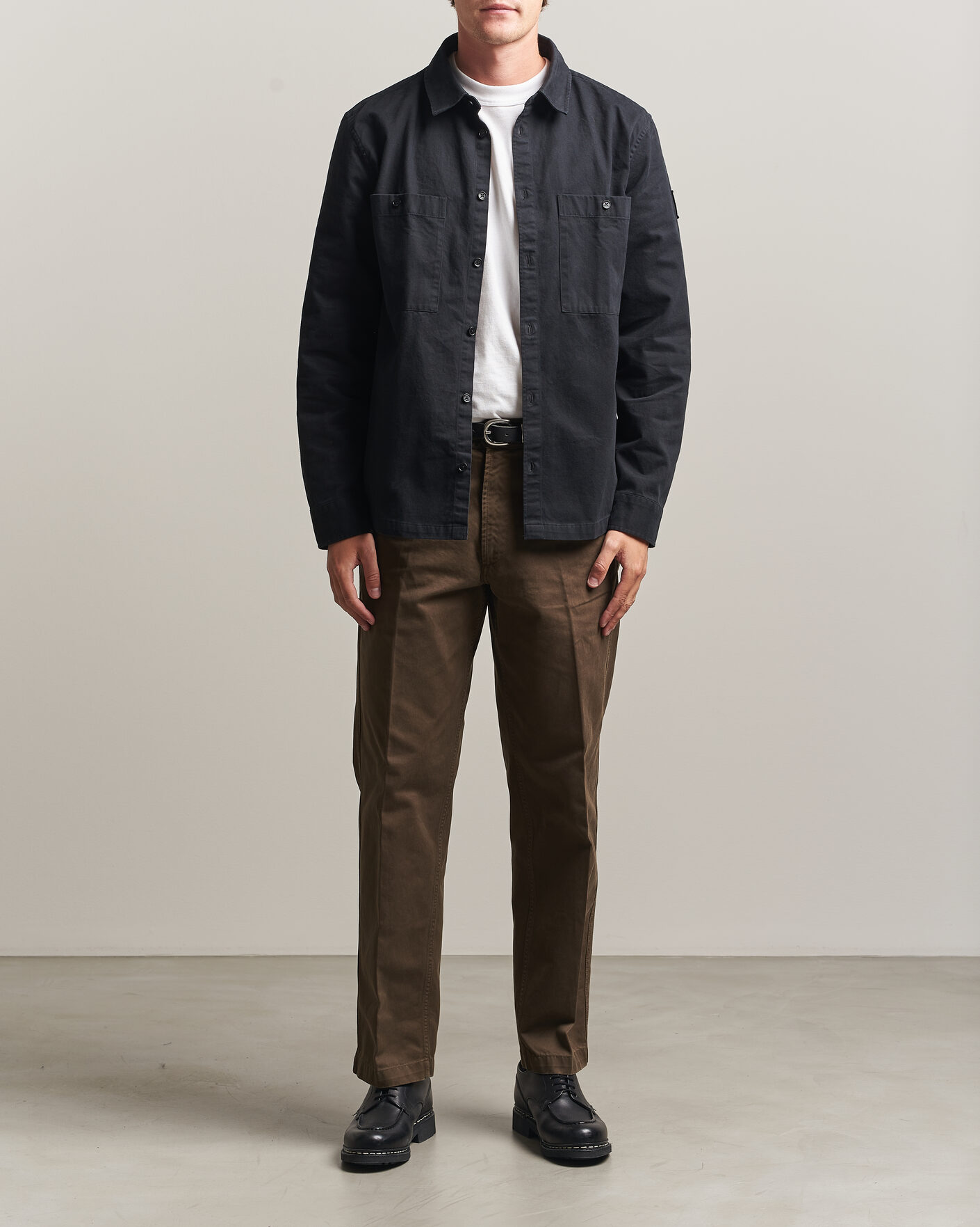 Herr | Skjortor | Belstaff | Outpost Cotton Herringbone Overshirt Black