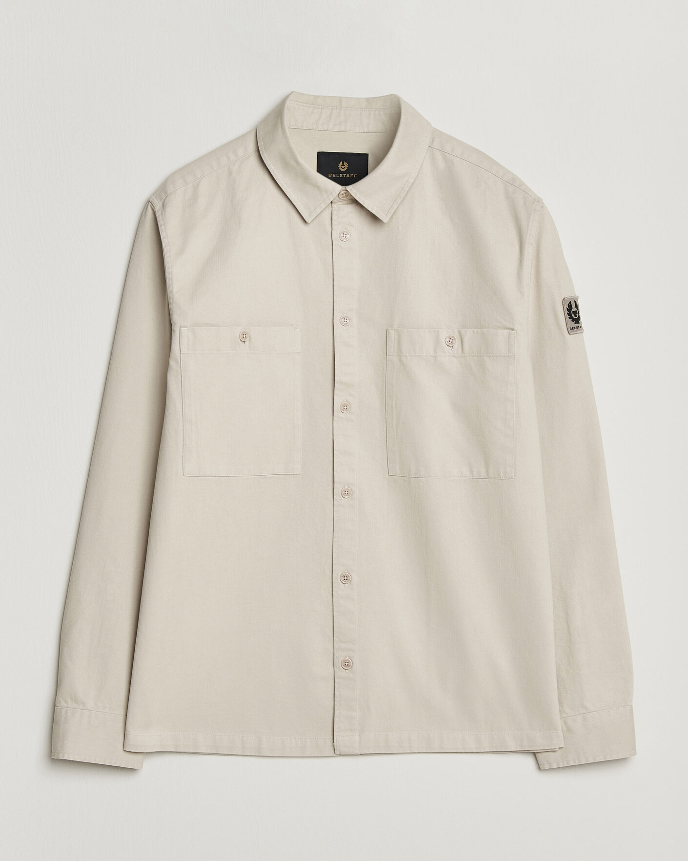 Herr | Skjortor | Belstaff | Outpost Cotton Herringbone Overshirt Pale Stone