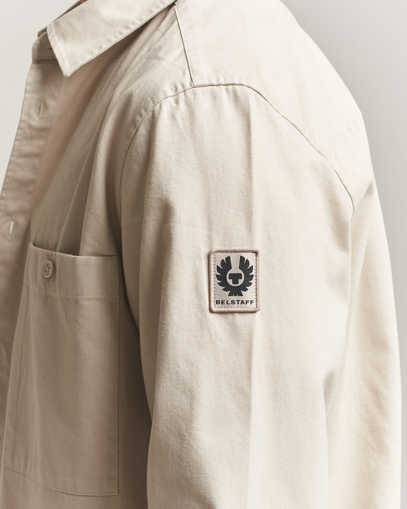 Herr | Skjortor | Belstaff | Outpost Cotton Herringbone Overshirt Pale Stone