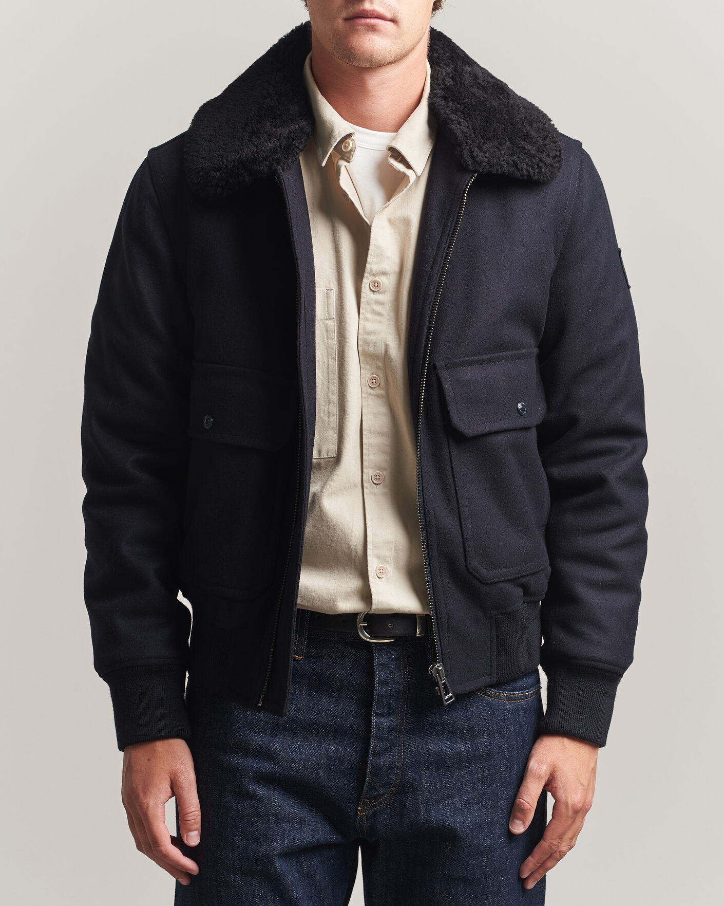 Herr | Jackor | Belstaff | Welder Wool Bomber Jacket Dark Ink