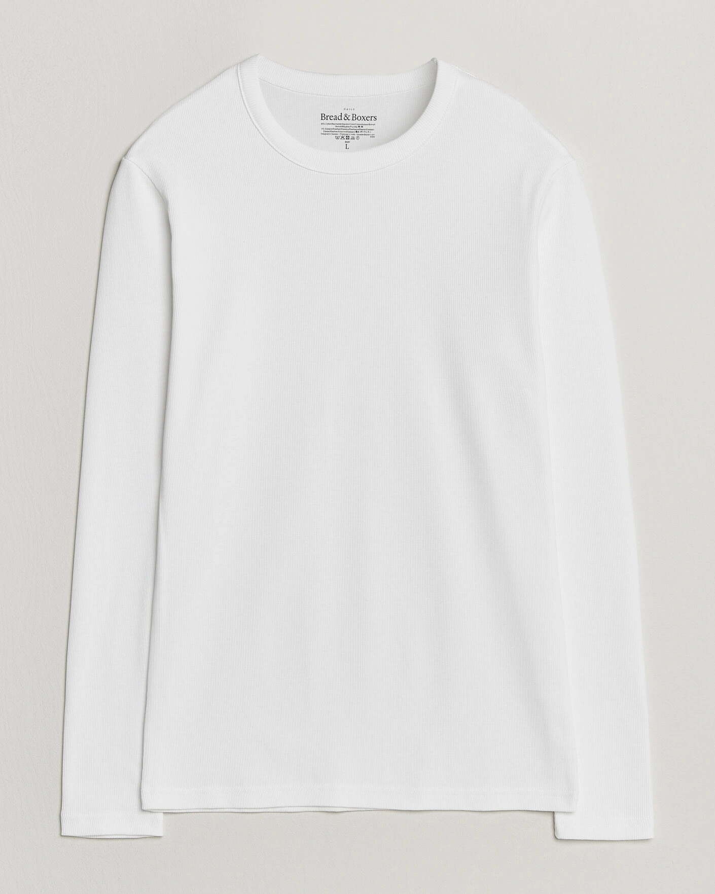 Herr |  | Bread & Boxers | Ribbed Long Sleeve T-Shirt White