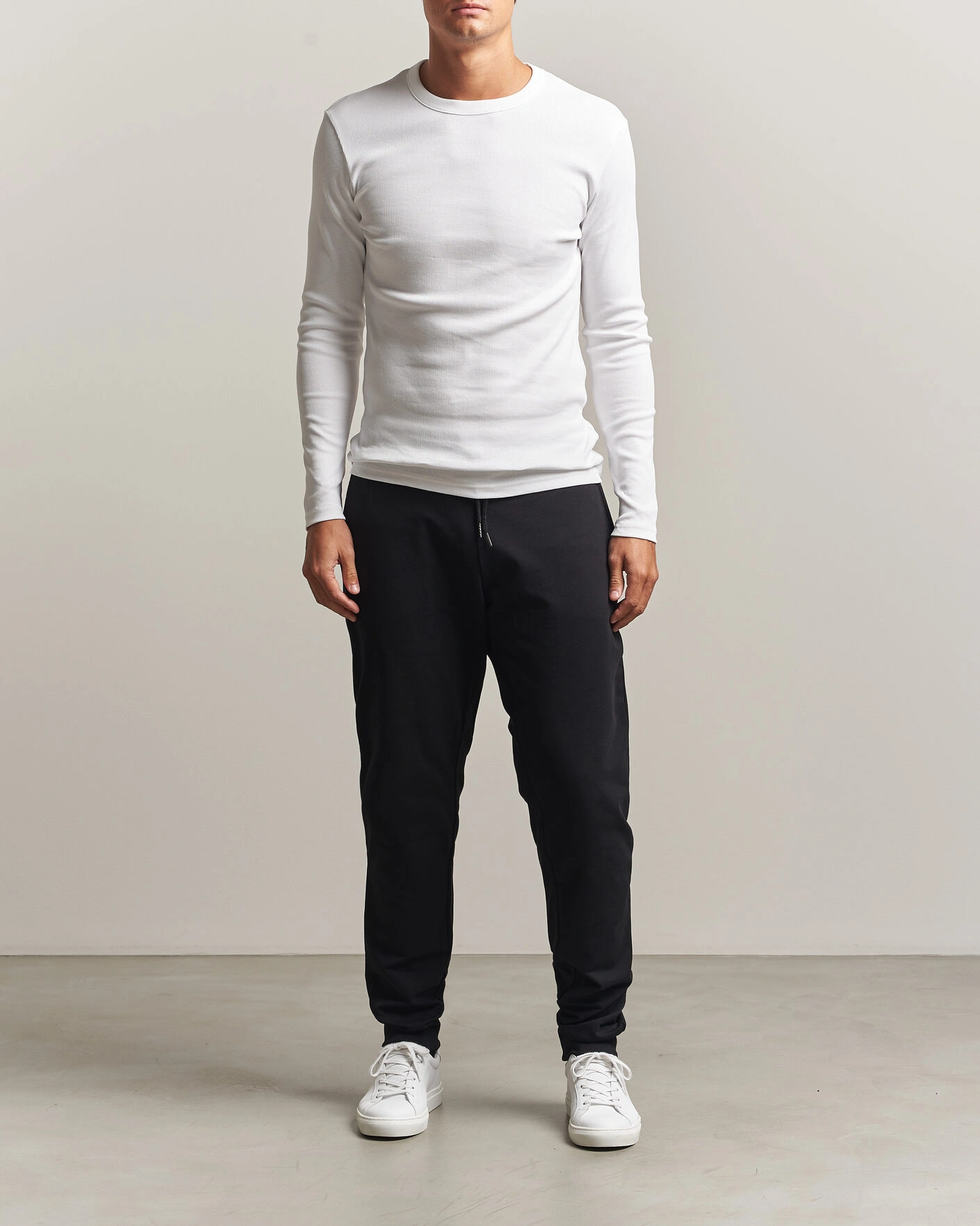 Herr | T-Shirts | Bread & Boxers | Ribbed Long Sleeve T-Shirt White