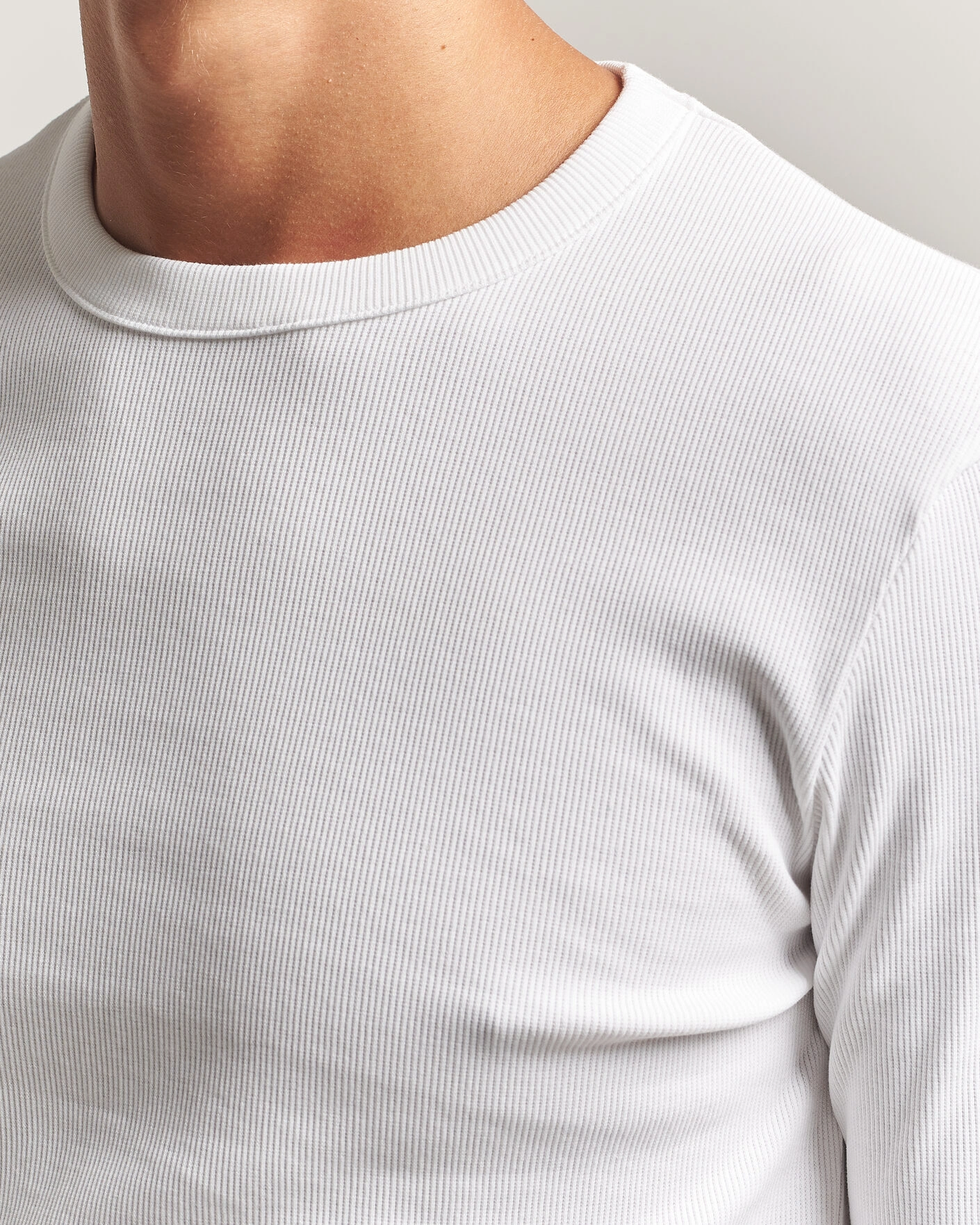 Herr | T-Shirts | Bread & Boxers | Ribbed Long Sleeve T-Shirt White