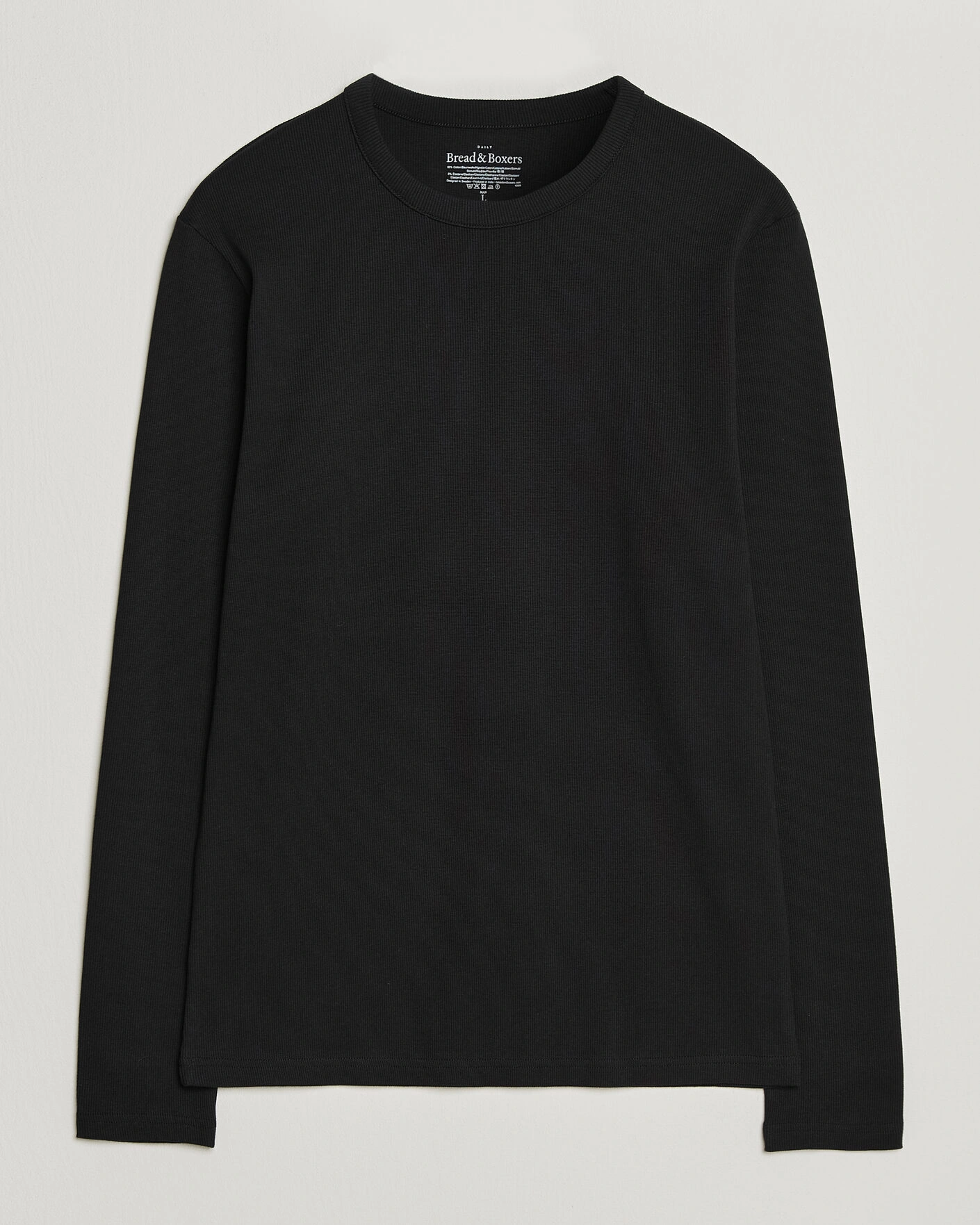 Herr |  | Bread & Boxers | Ribbed Long Sleeve T-Shirt Black