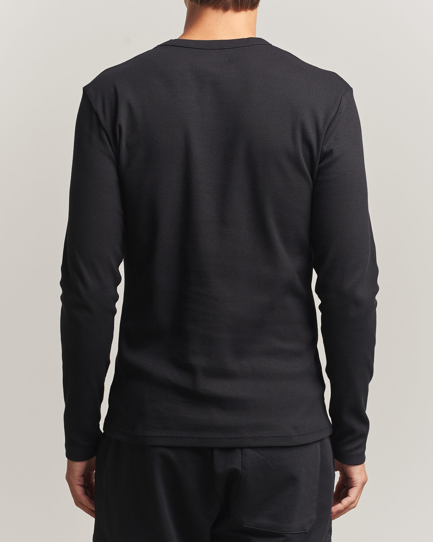 Herr | T-Shirts | Bread & Boxers | Ribbed Long Sleeve T-Shirt Black