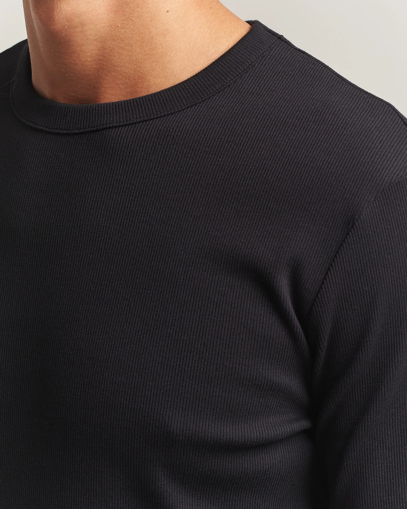 Herr | T-Shirts | Bread & Boxers | Ribbed Long Sleeve T-Shirt Black