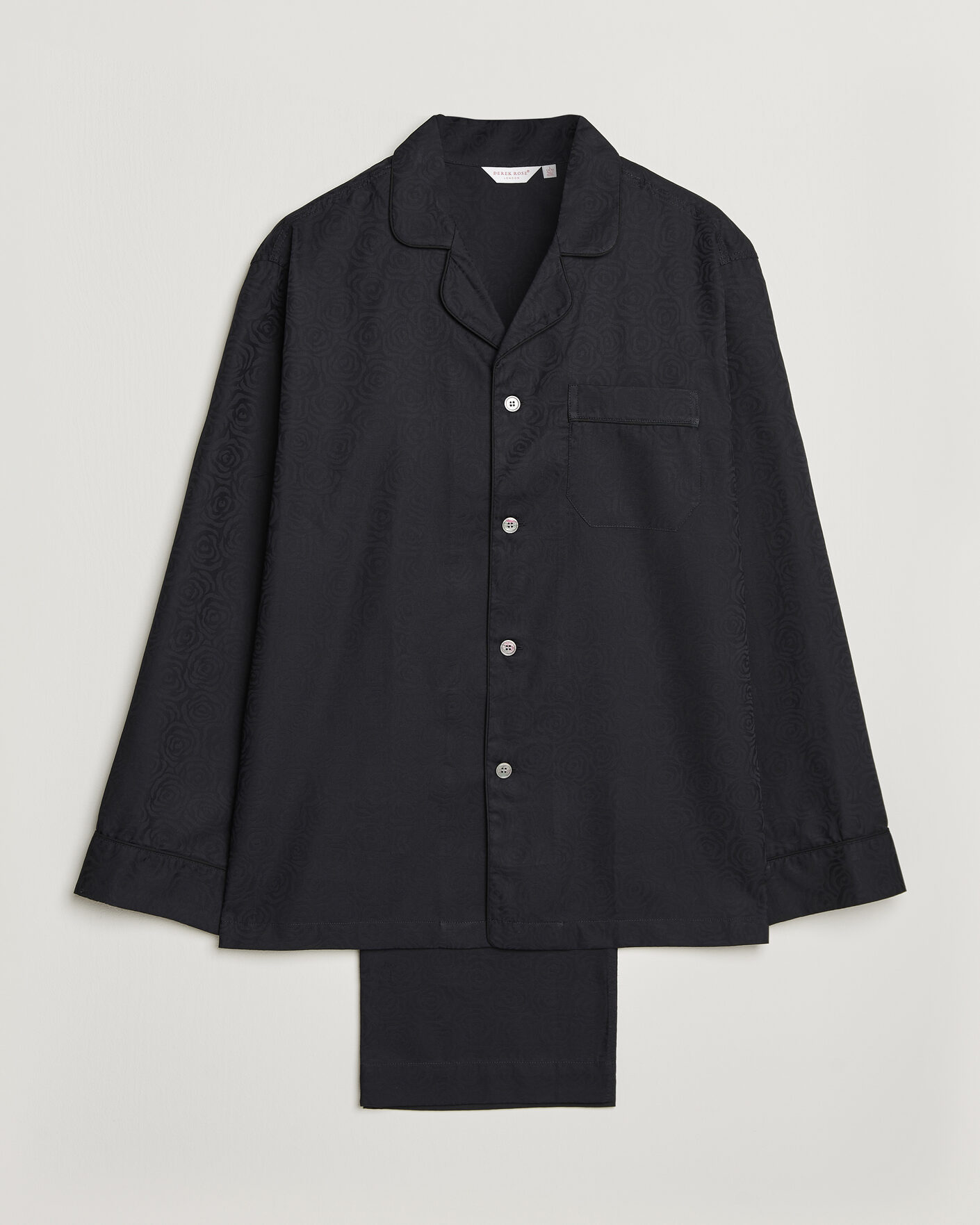 Herr | Pyjamas & Morgonrockar | Derek Rose | Piped Jacquard Cotton Pyjama Set Black