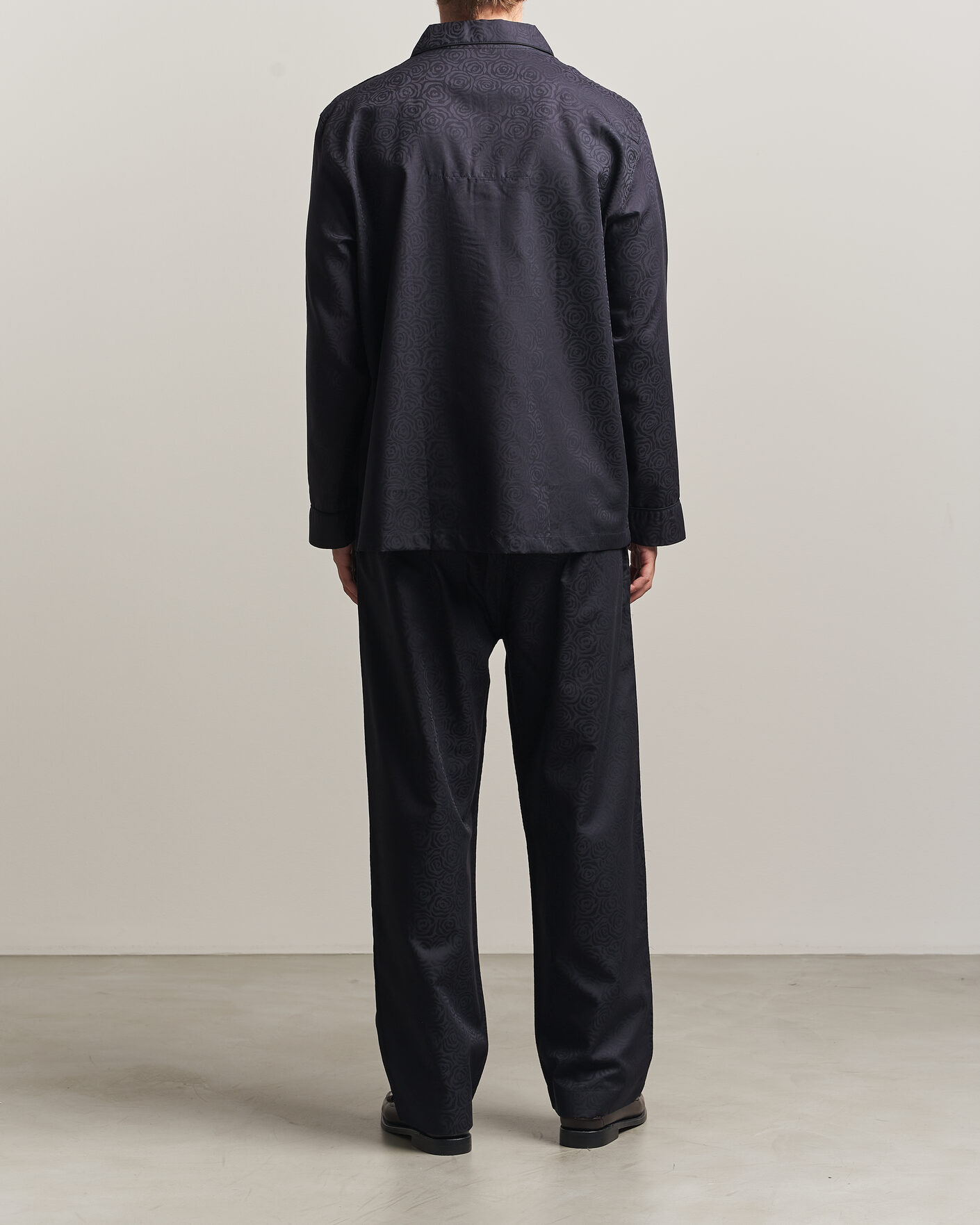 Herr | Pyjamas & Morgonrockar | Derek Rose | Piped Jacquard Cotton Pyjama Set Black