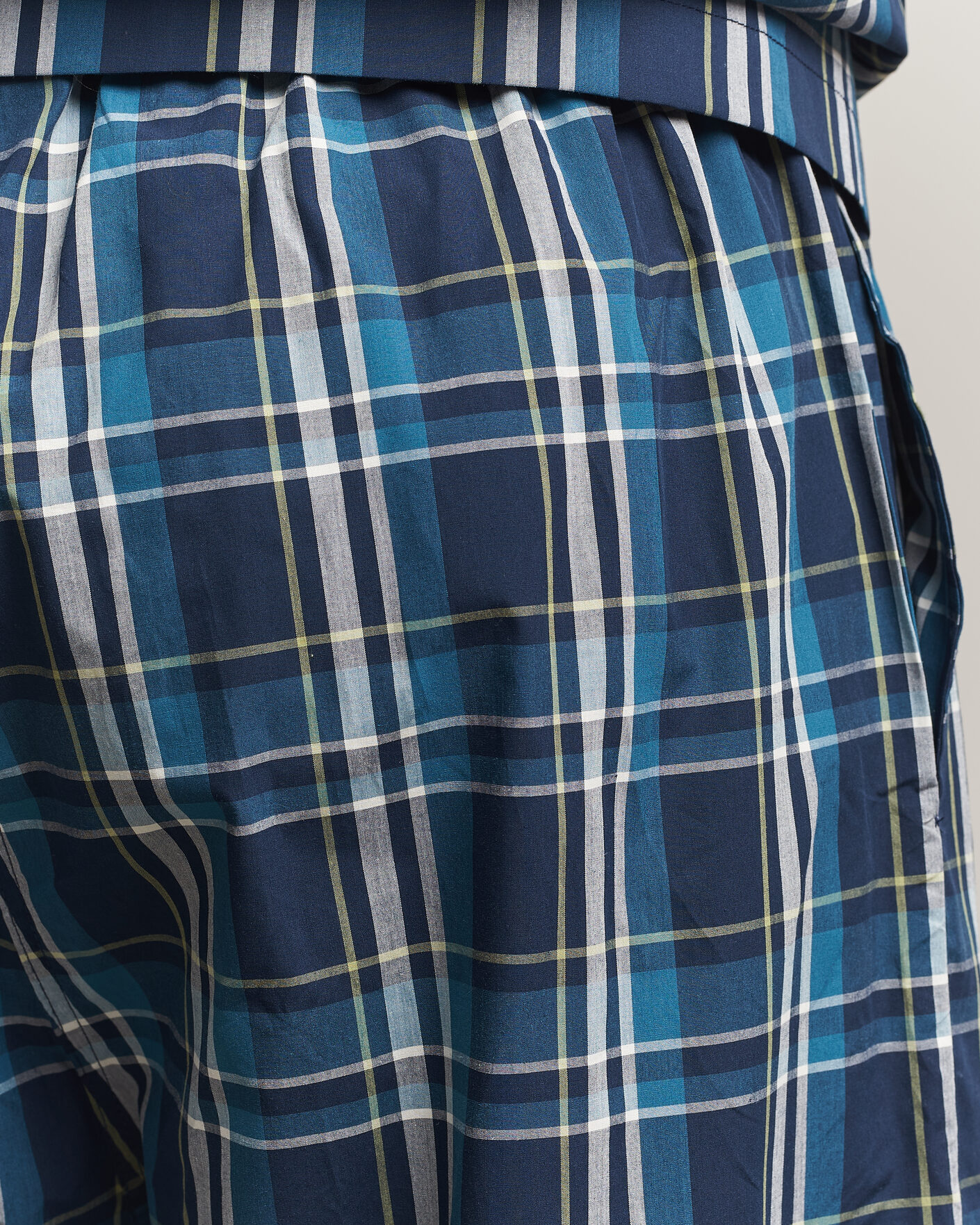 Herr | Pyjamas & Morgonrockar | Derek Rose | Piped Checked Cotton Pyjama Set Navy