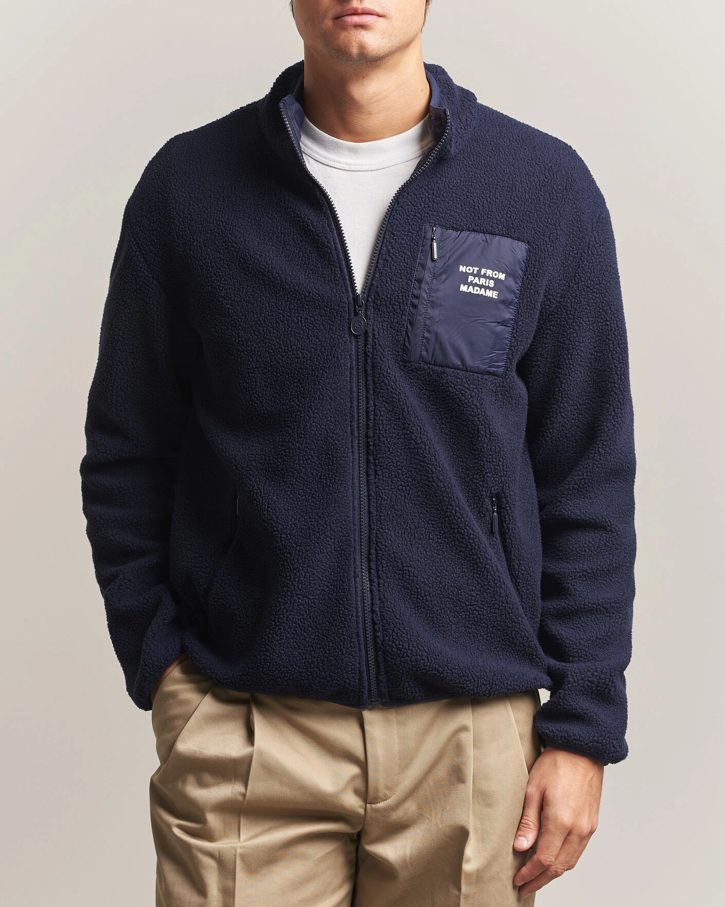 Herr | Tröjor | Drôle de Monsieur | Slogan Sherpa Jacket Navy