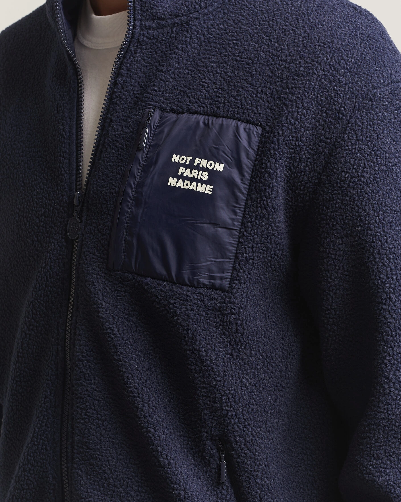 Herr | Tröjor | Drôle de Monsieur | Slogan Sherpa Jacket Navy