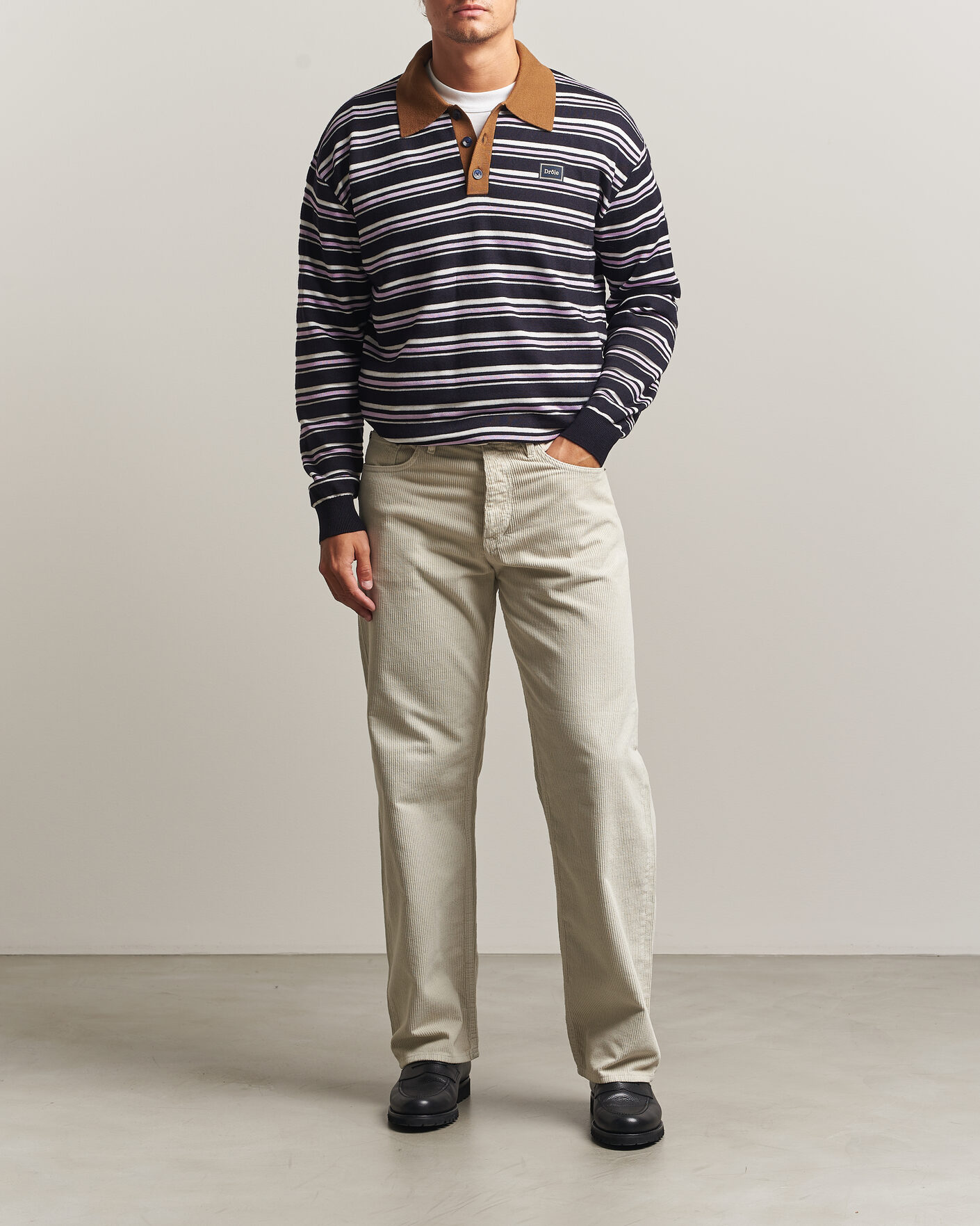 Herr | Tröjor | Drôle de Monsieur | Striped Knitted Rugger Navy Multi