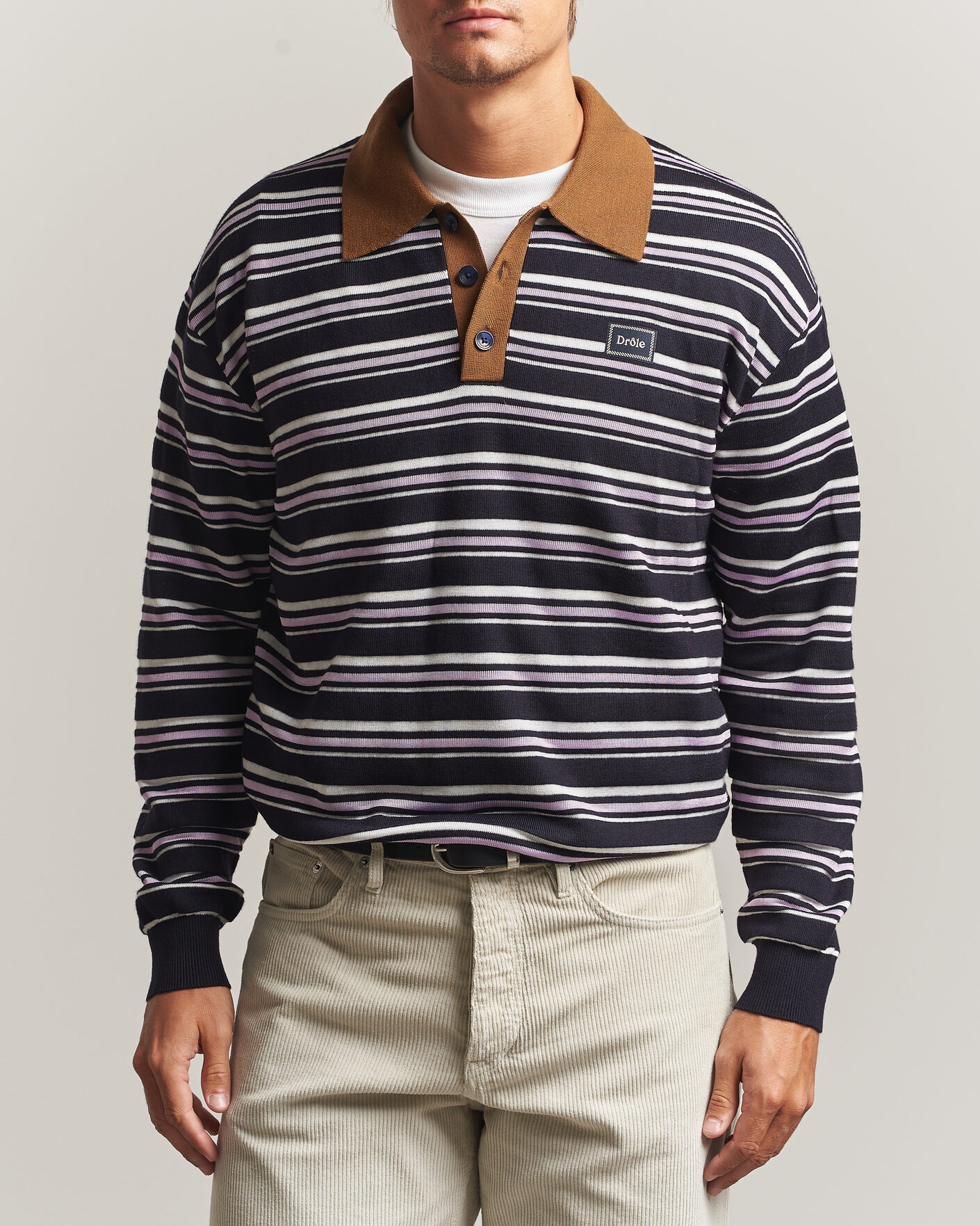 Herr | Tröjor | Drôle de Monsieur | Striped Knitted Rugger Navy Multi