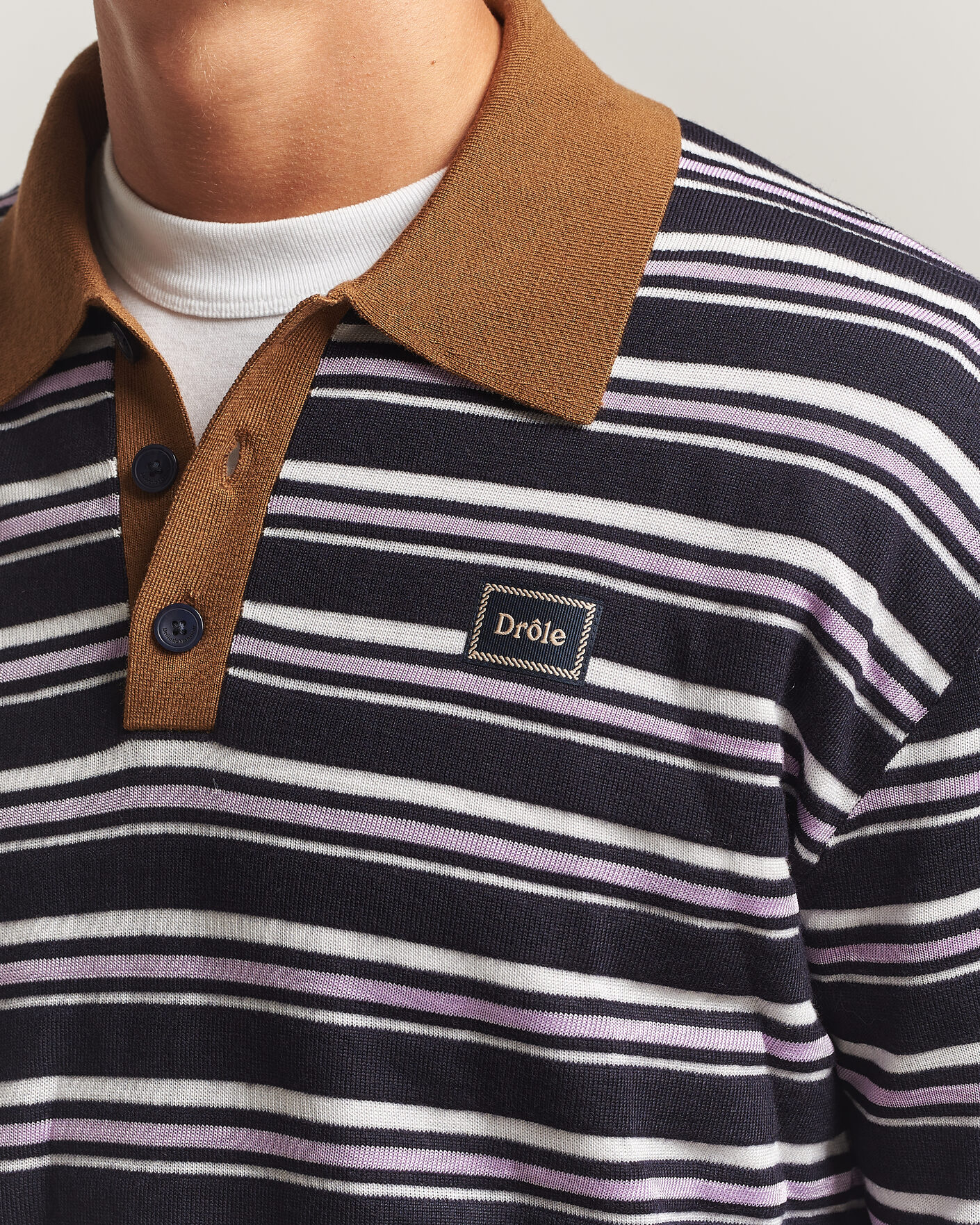 Herr | Tröjor | Drôle de Monsieur | Striped Knitted Rugger Navy Multi