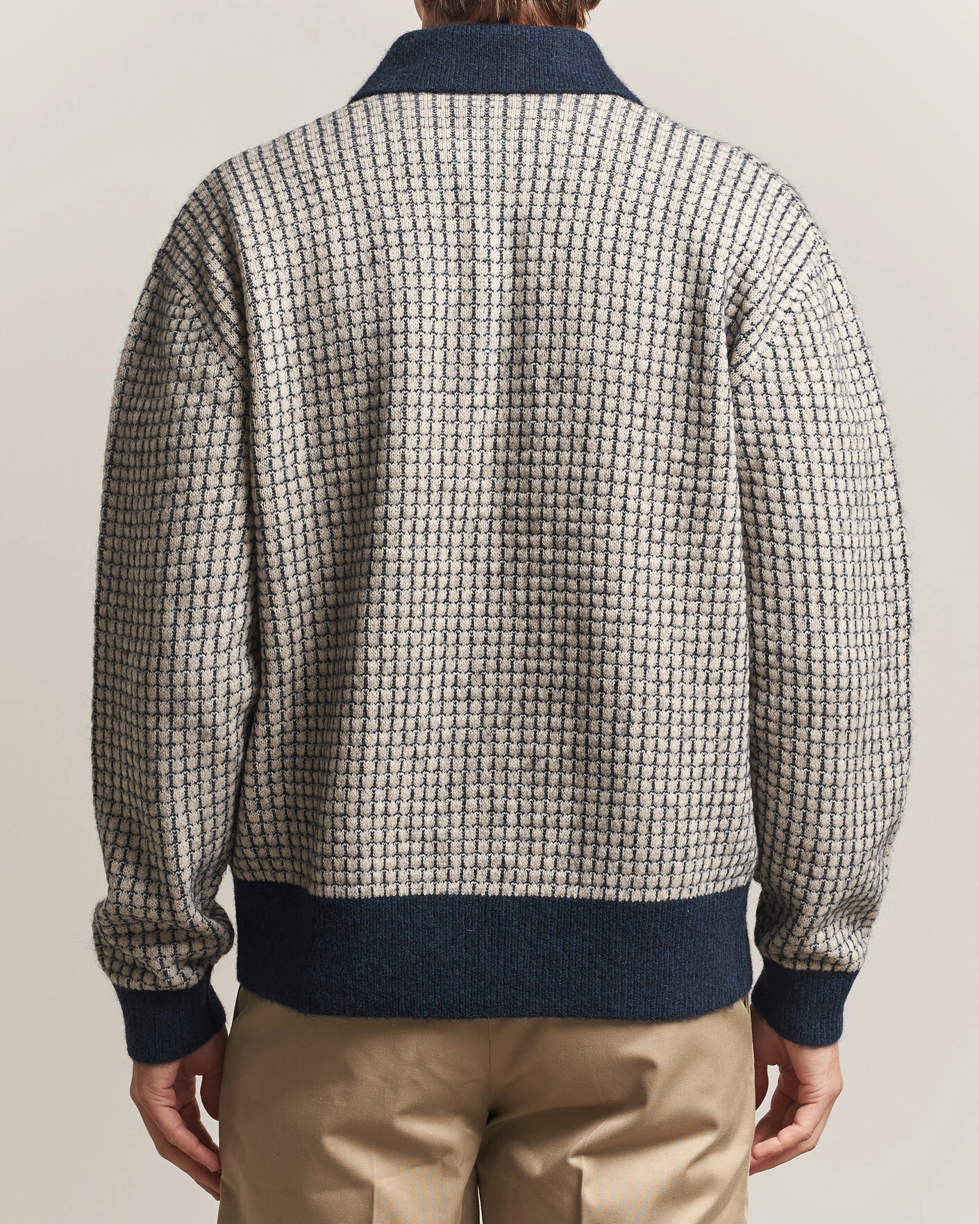 Herr | Tröjor | Drôle de Monsieur | Waffle Knitted Cardigan Navy