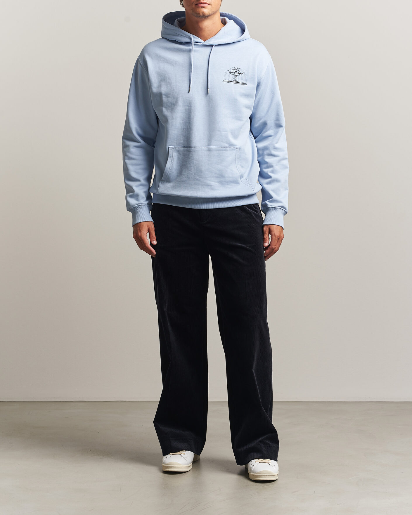 Herr | Tröjor | Drôle de Monsieur | Fountain Printed Hoodie Light Blue