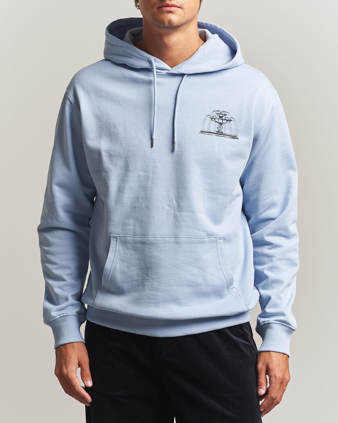 Herr | Tröjor | Drôle de Monsieur | Fountain Printed Hoodie Light Blue