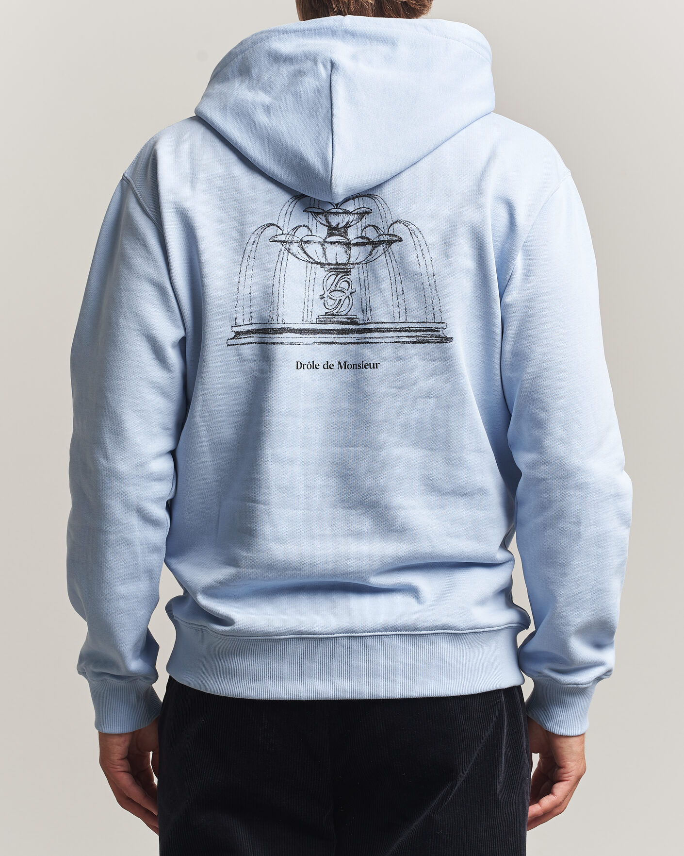 Herr | Tröjor | Drôle de Monsieur | Fountain Printed Hoodie Light Blue
