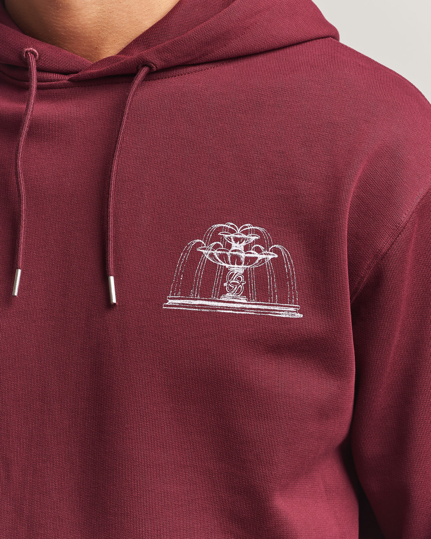 Herr | Tröjor | Drôle de Monsieur | Fountain Printed Hoodie Burgundy