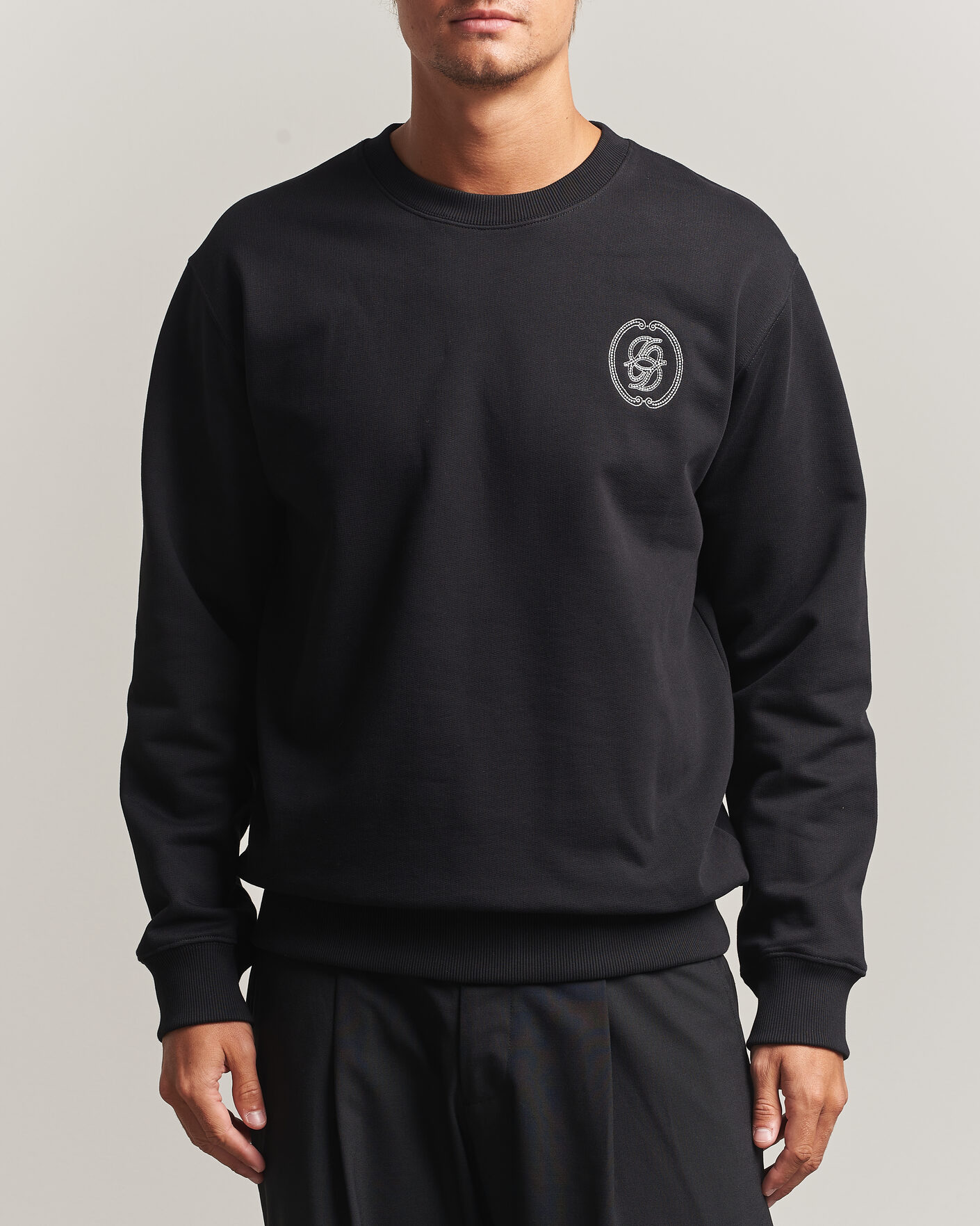 Herr | Tröjor | Drôle de Monsieur | Mirror D Embroidered Sweatshirt Black