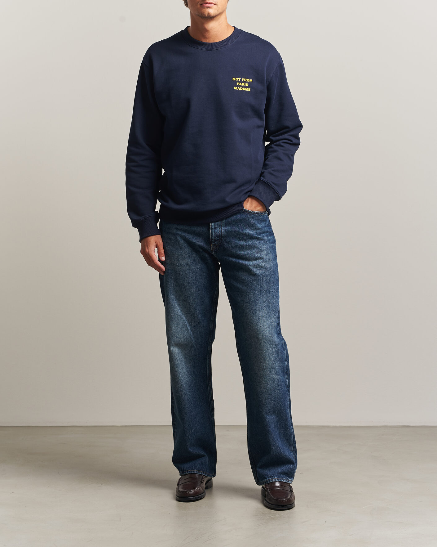 Herr | Tröjor | Drôle de Monsieur | Bold Slogan Sweatshirt Navy